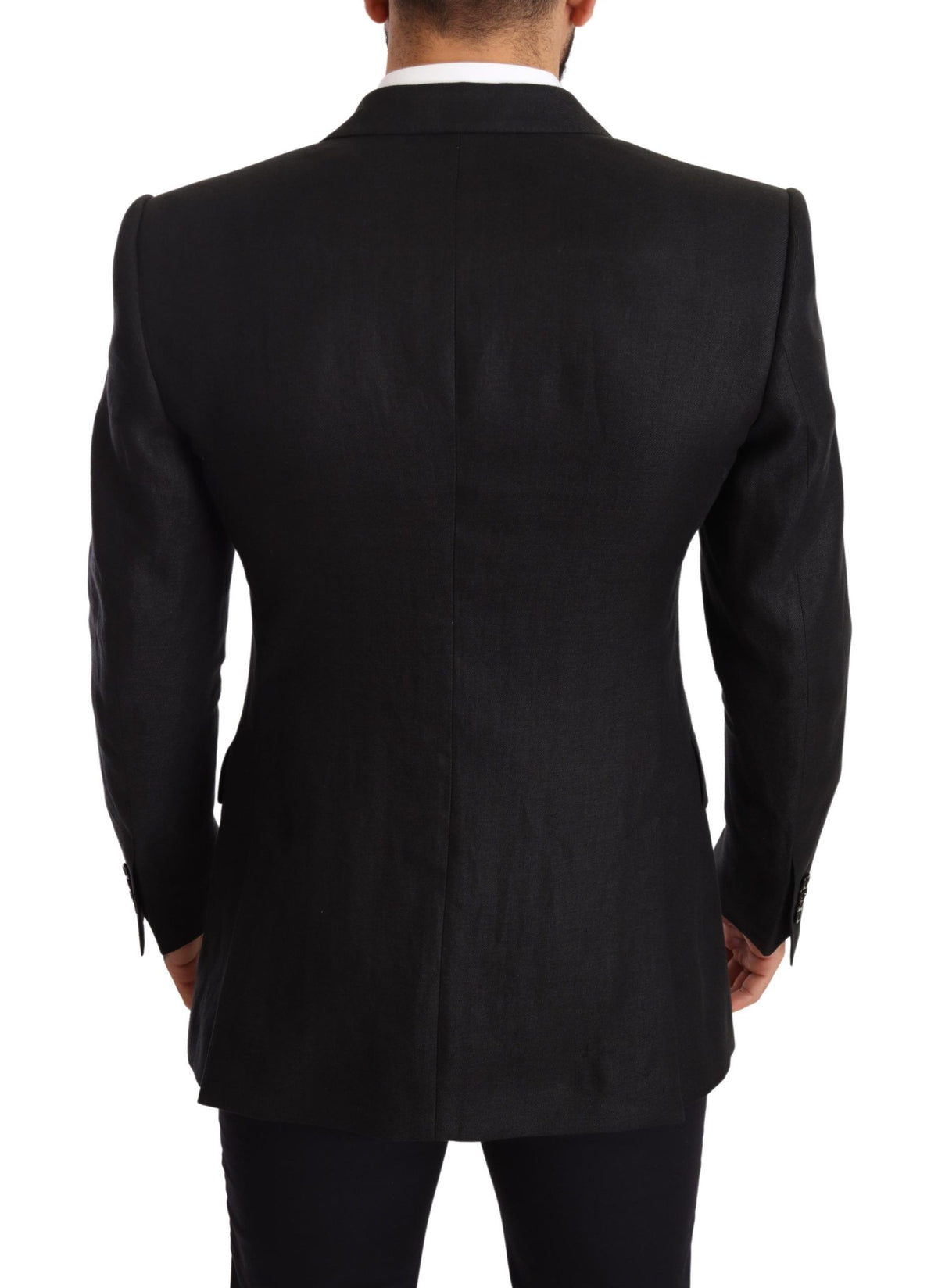 Dolce & Gabbana Black Linen Slim Fit Coat Jacket Men's Blazer