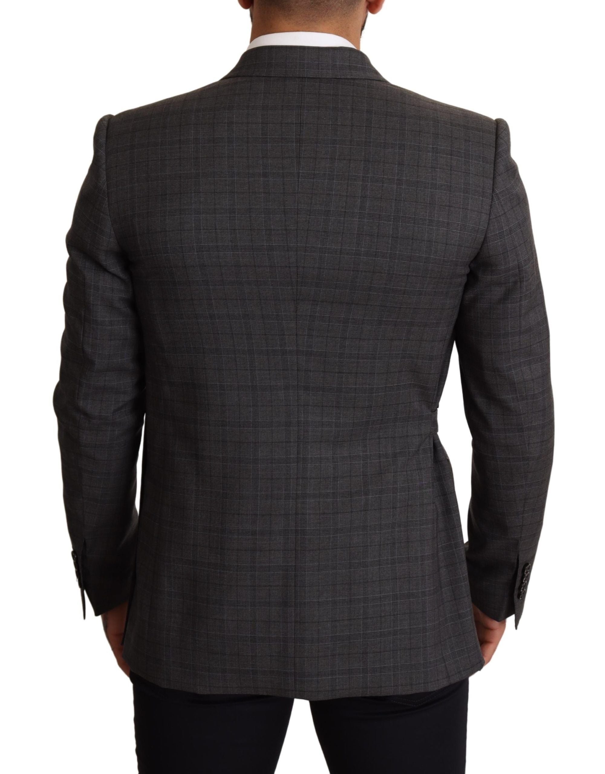 Dolce & Gabbana Chic Gray Check Martini Slim Fit Double-Breasted Men's Blazer