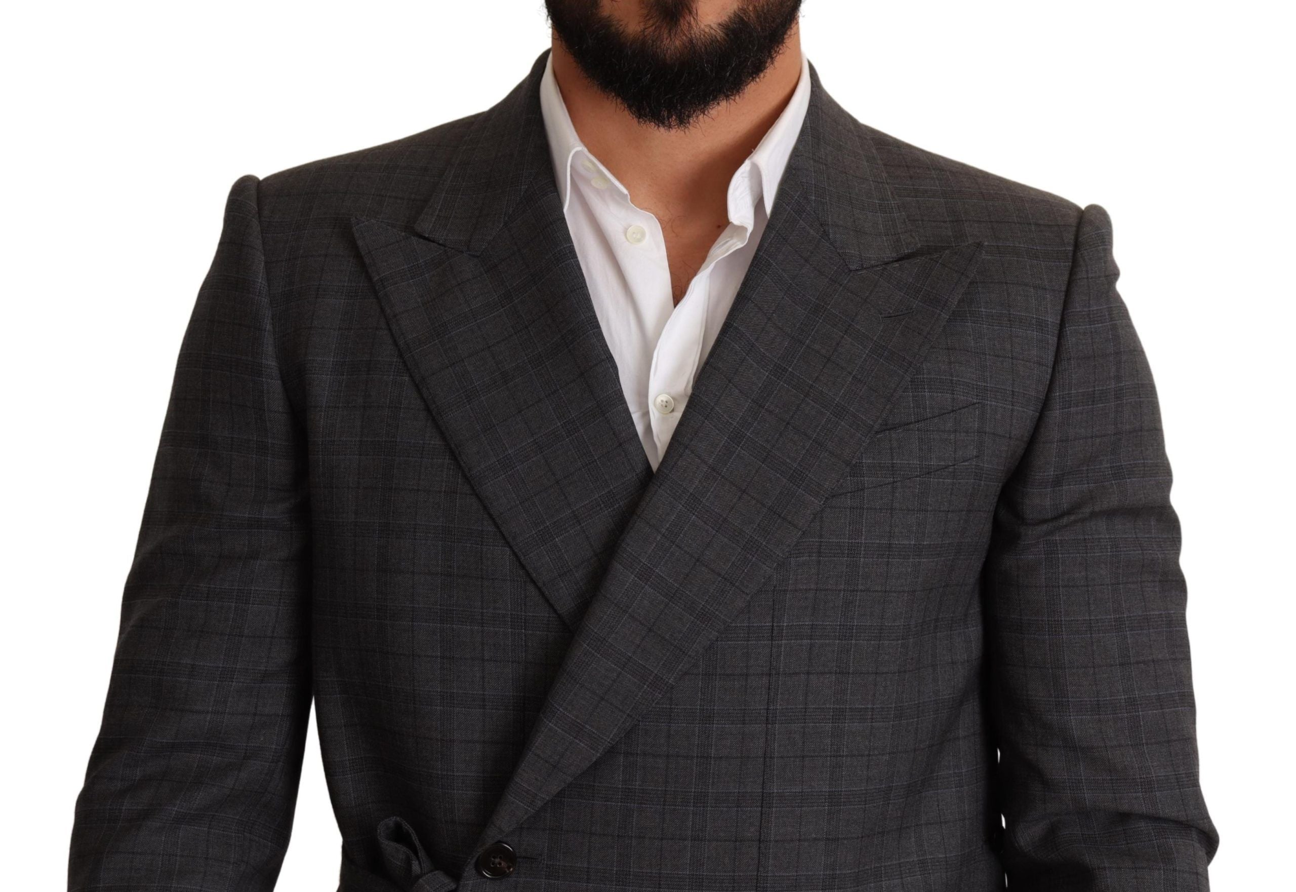 Dolce & Gabbana Chic Gray Check Martini Slim Fit Double-Breasted Men's Blazer