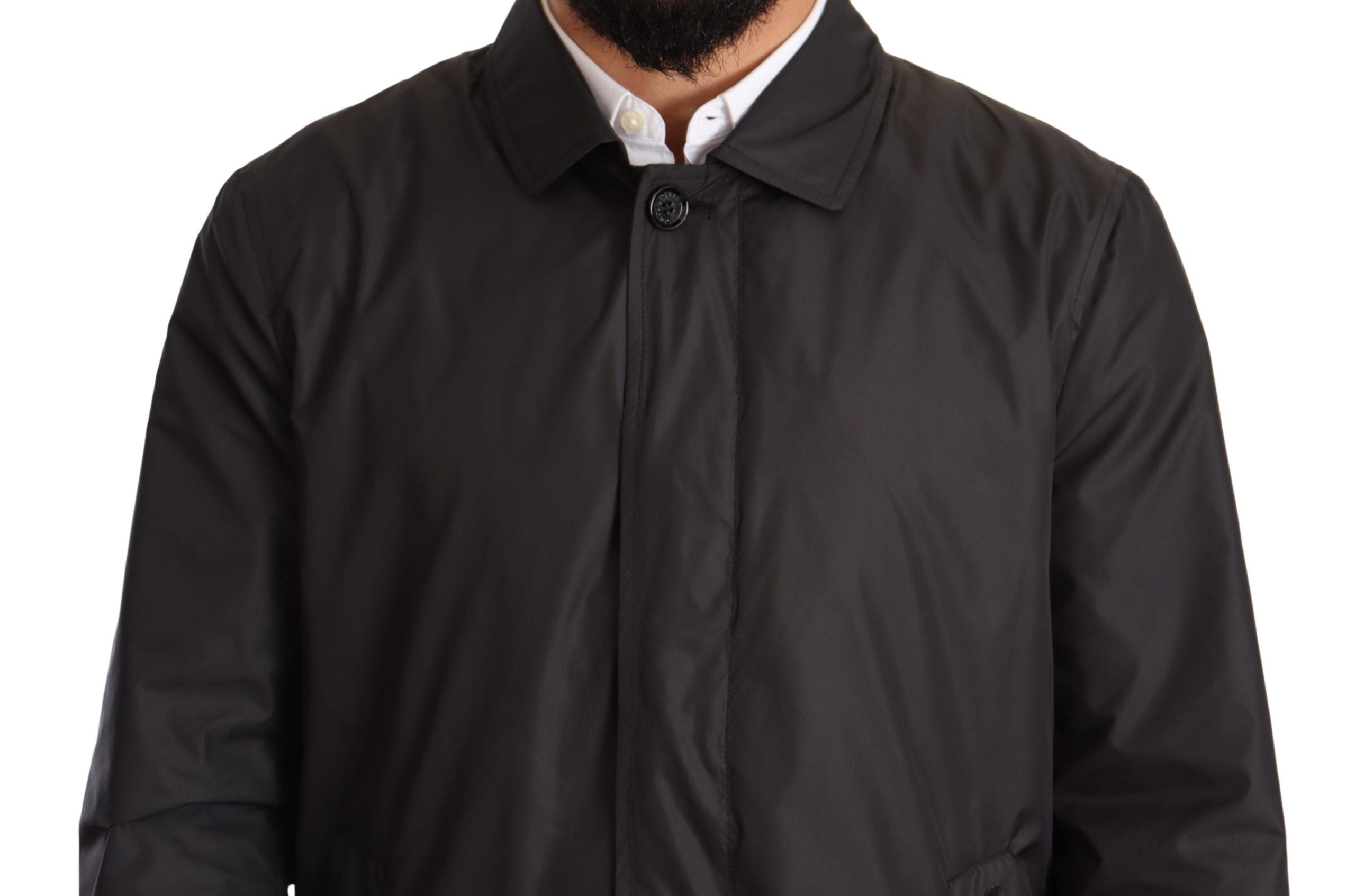 Dolce & Gabbana Black Polyester Mens Trench Coat Men's Jacket