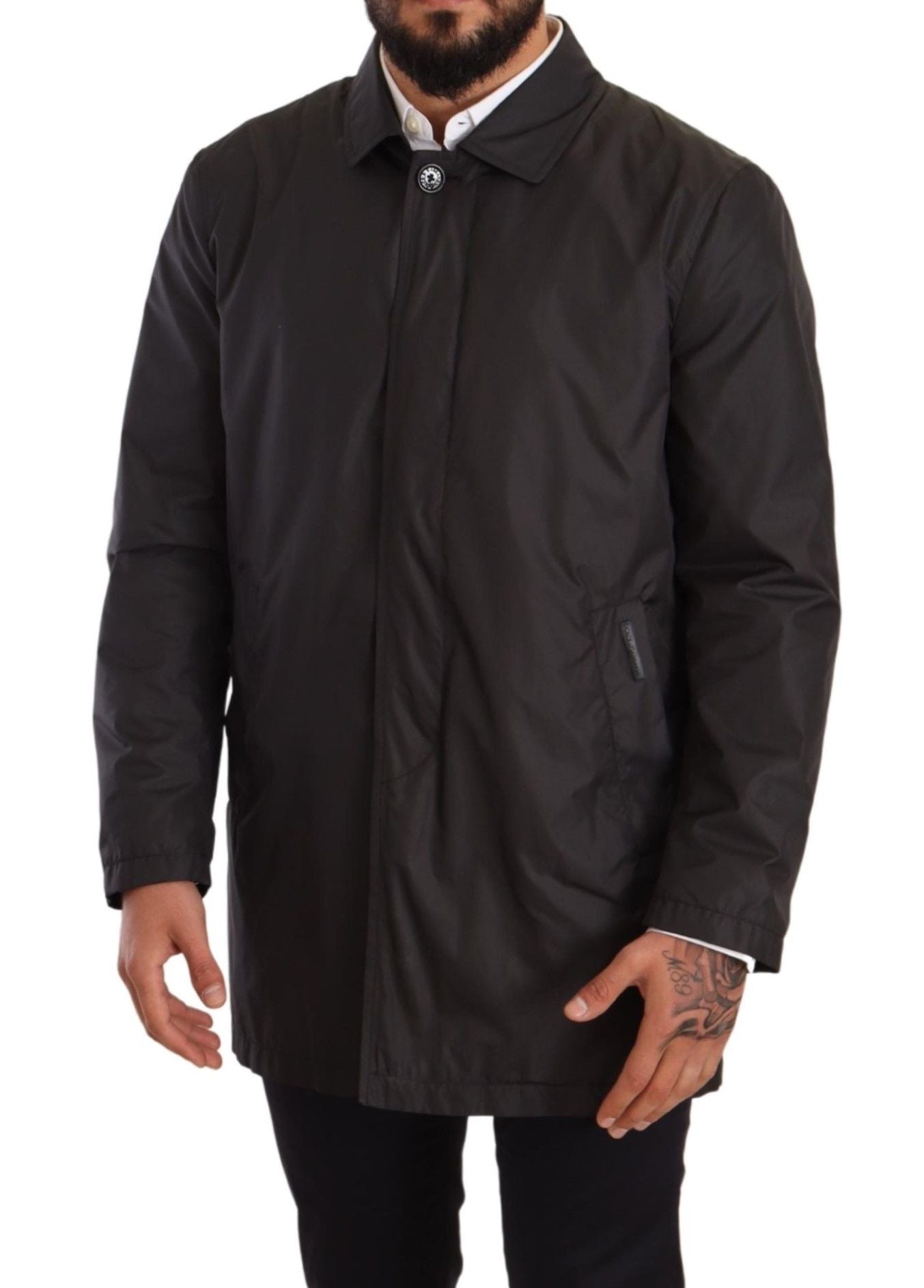 Dolce & Gabbana Black Polyester Mens Trench Coat Men's Jacket