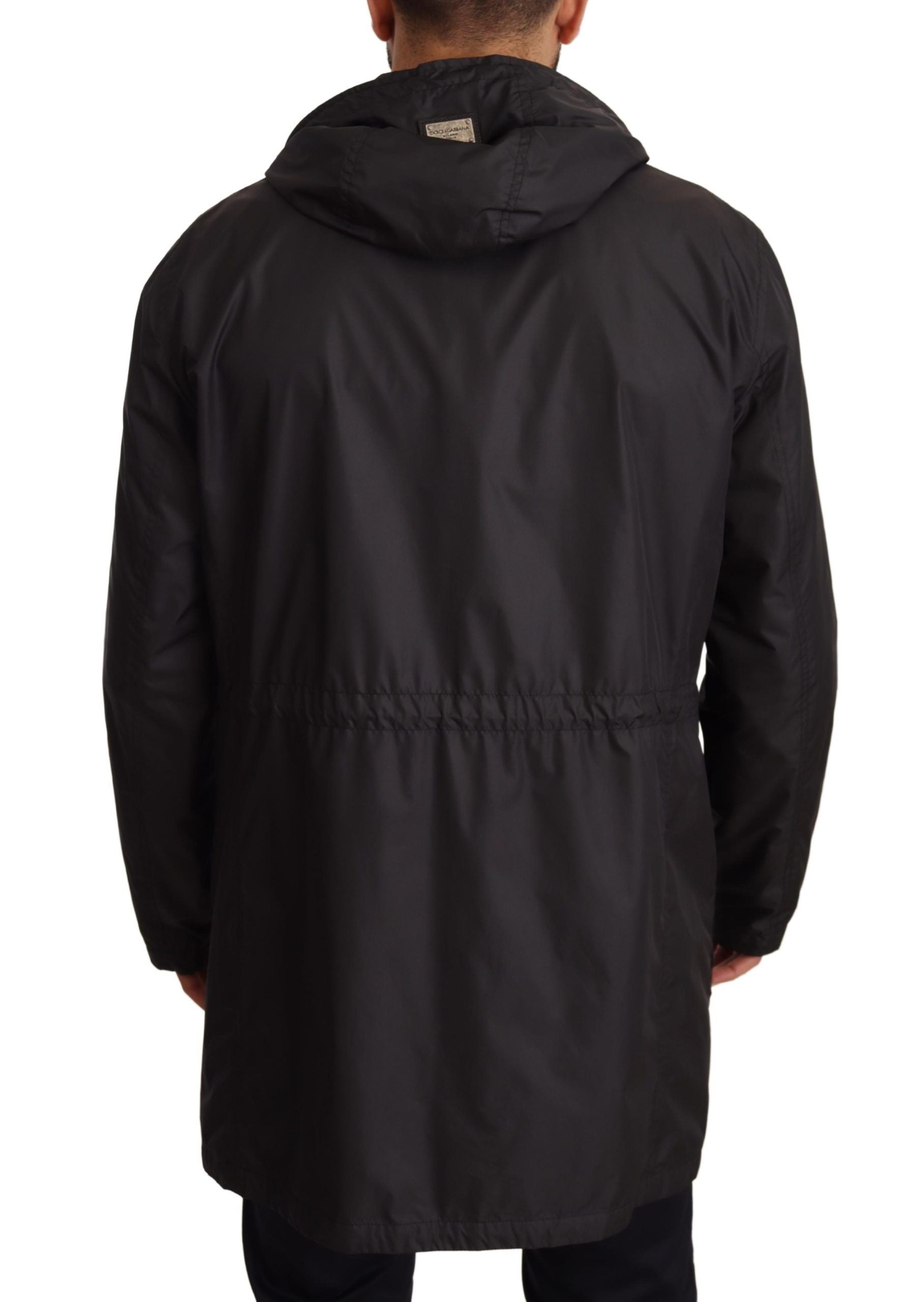 Dolce & Gabbana Black Hooded Mens Trench Coat Men's Jacket