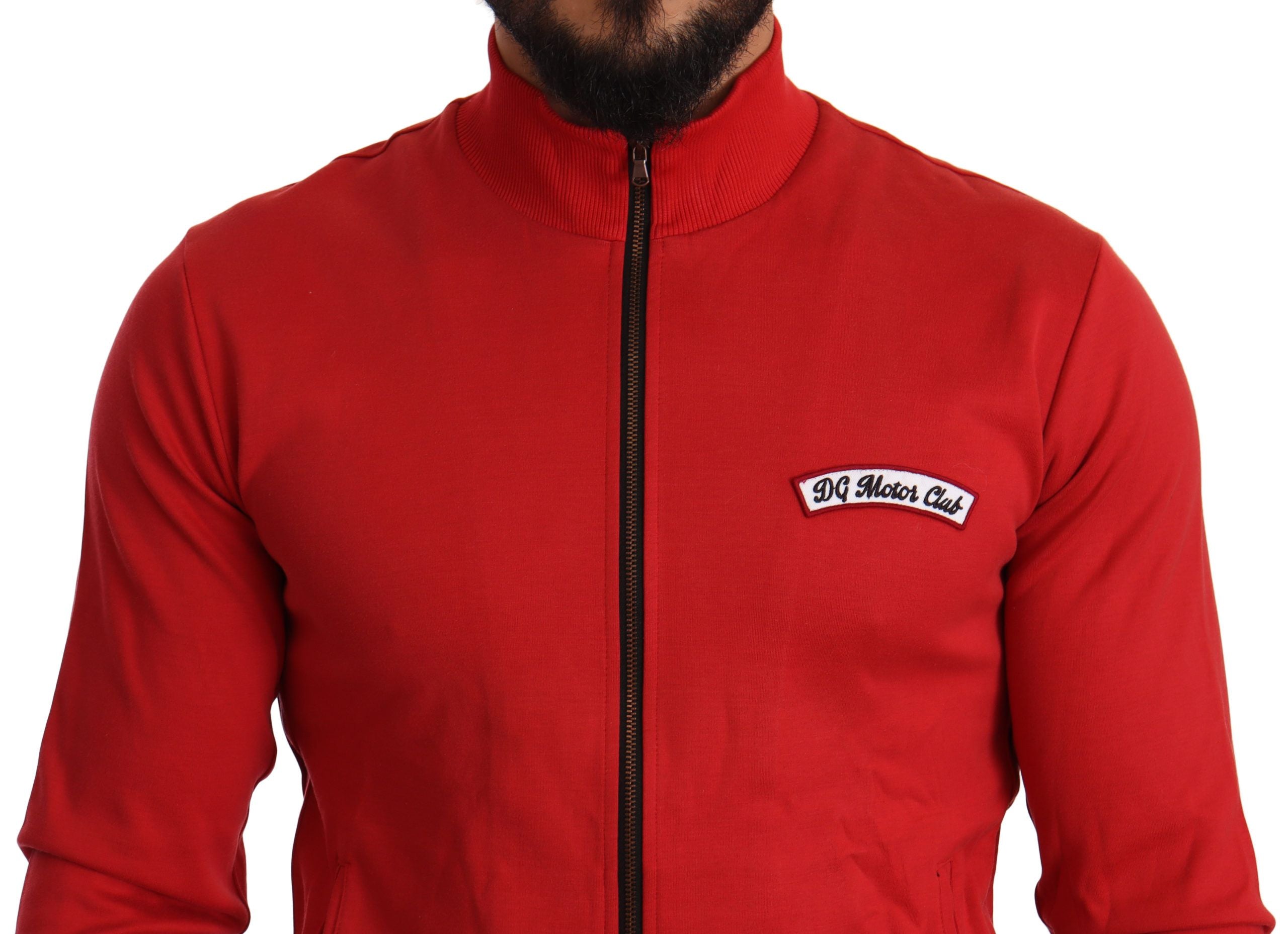 Dolce & Gabbana Red DG Motor Club Zipper Stretch Men's Sweater