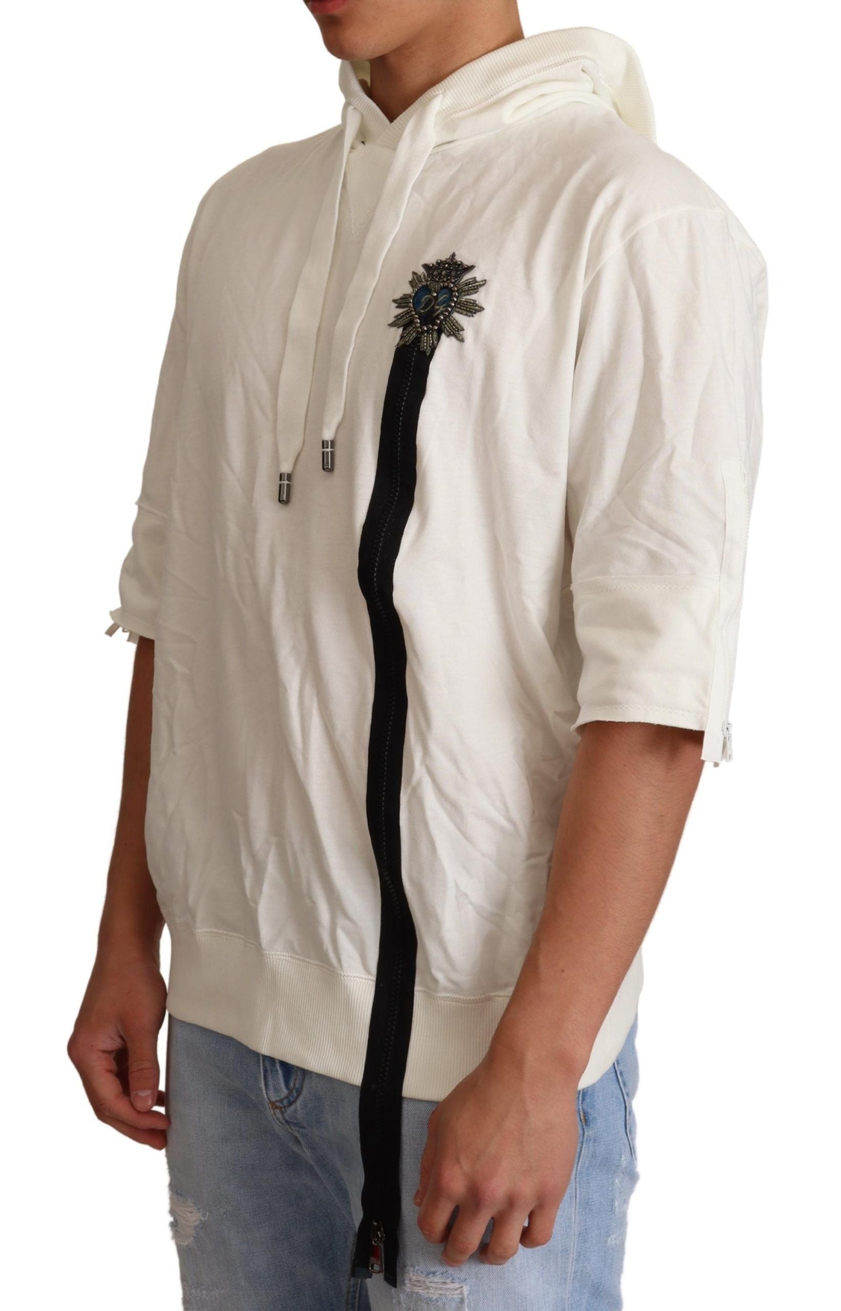 Dolce & Gabbana Exquisite Off-White Cotton Hooded Men's Sweater