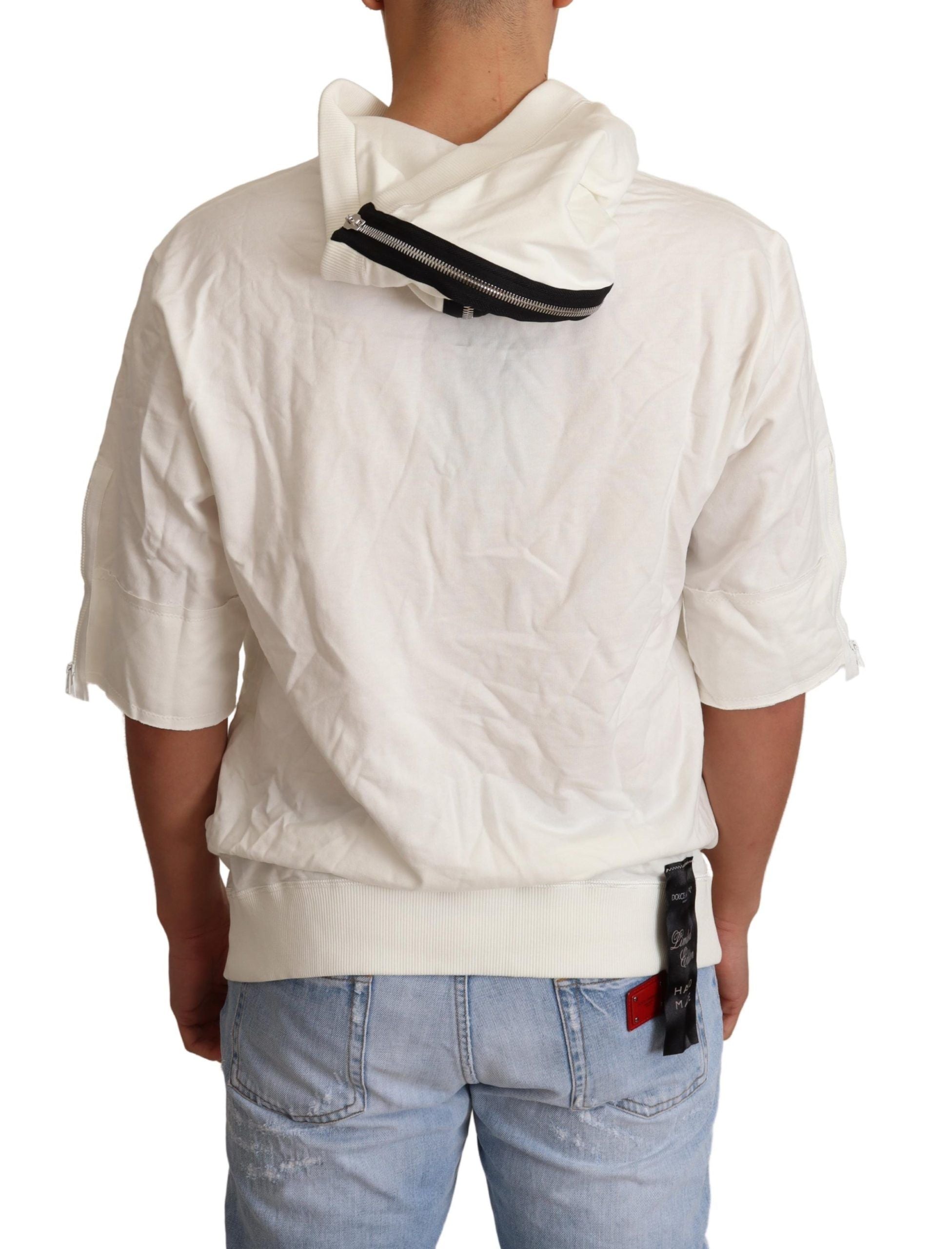 Dolce & Gabbana Exquisite Off-White Cotton Hooded Men's Sweater