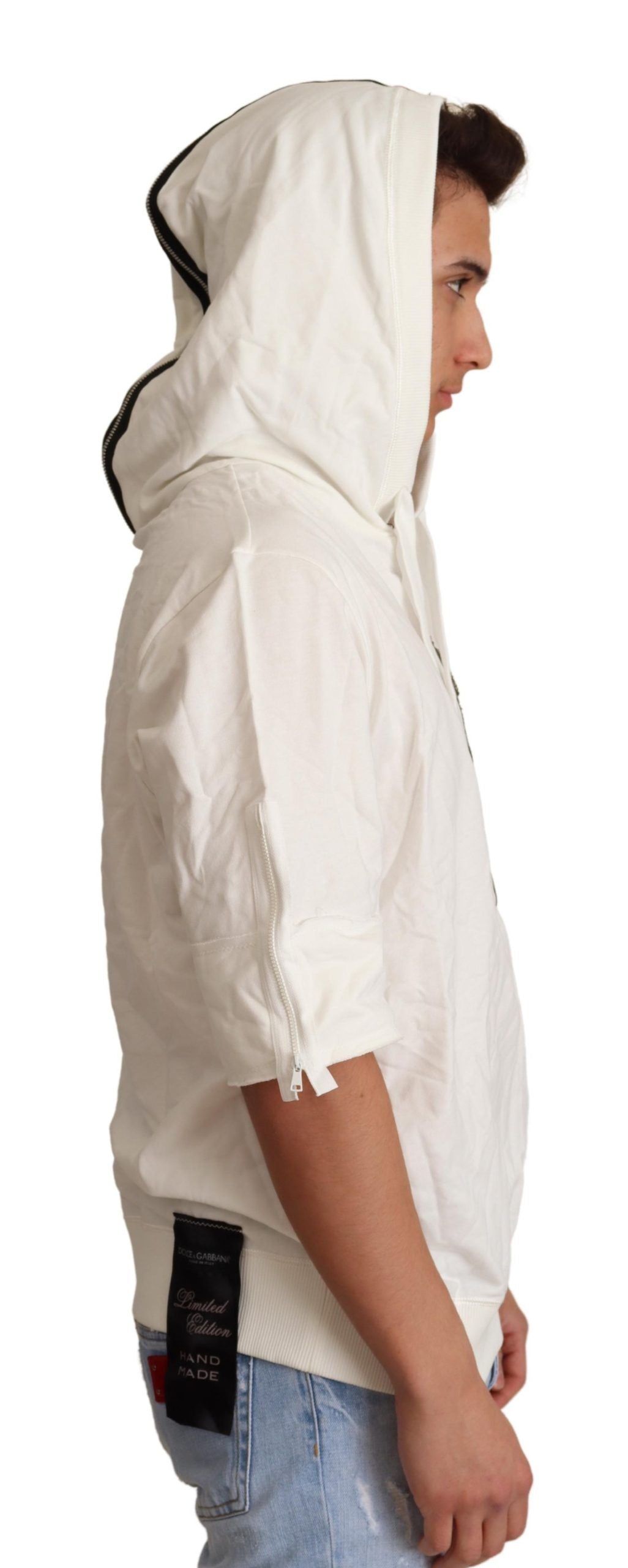 Dolce & Gabbana Exquisite Off-White Cotton Hooded Men's Sweater