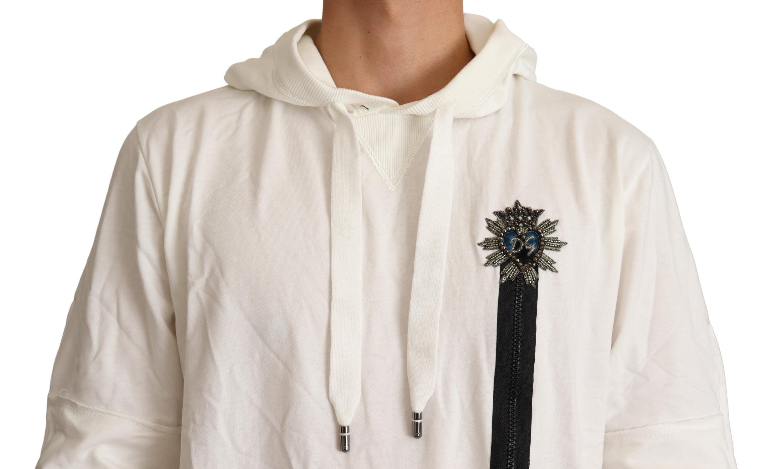 Dolce & Gabbana Exquisite Off-White Cotton Hooded Men's Sweater