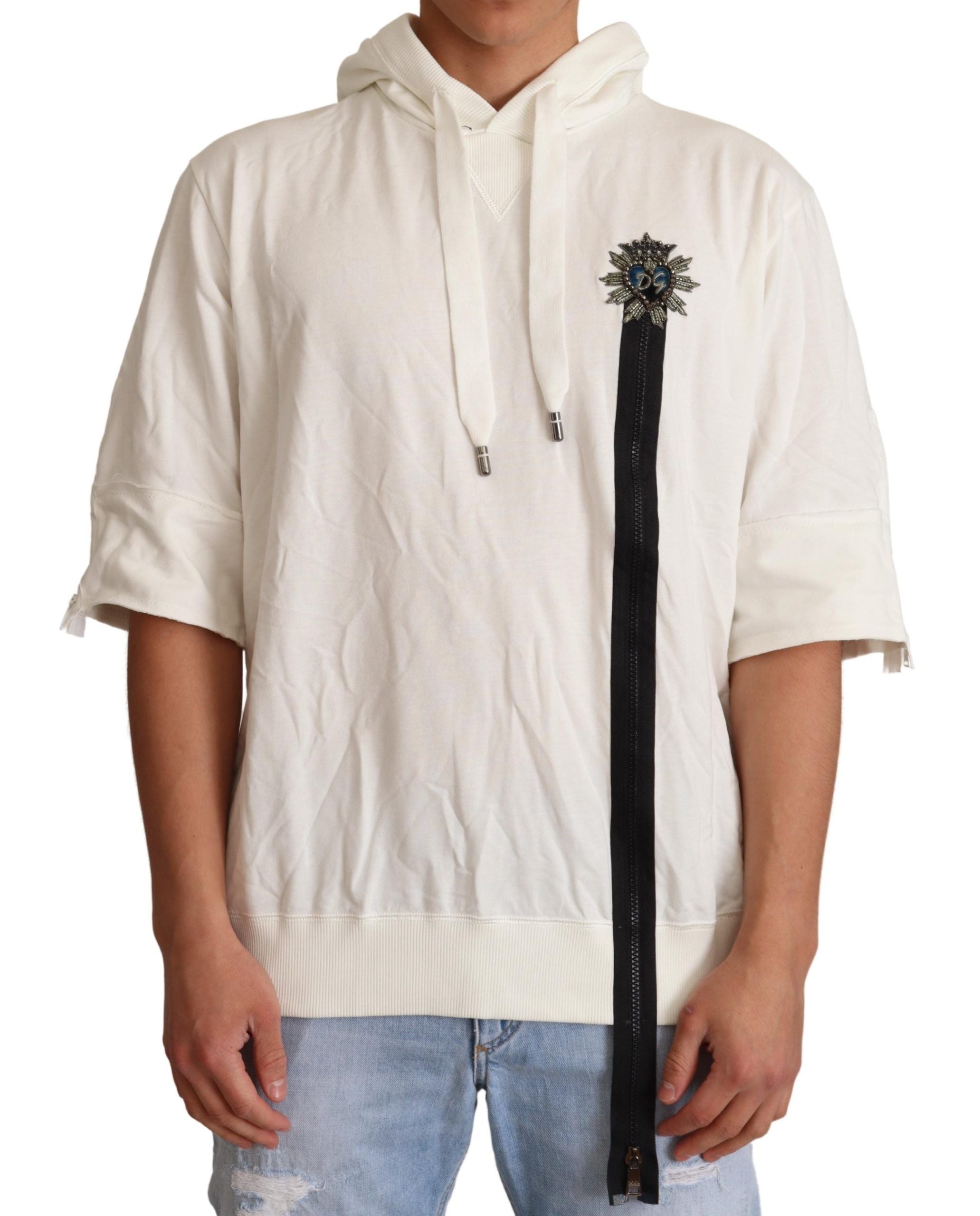 Dolce & Gabbana Exquisite Off-White Cotton Hooded Men's Sweater