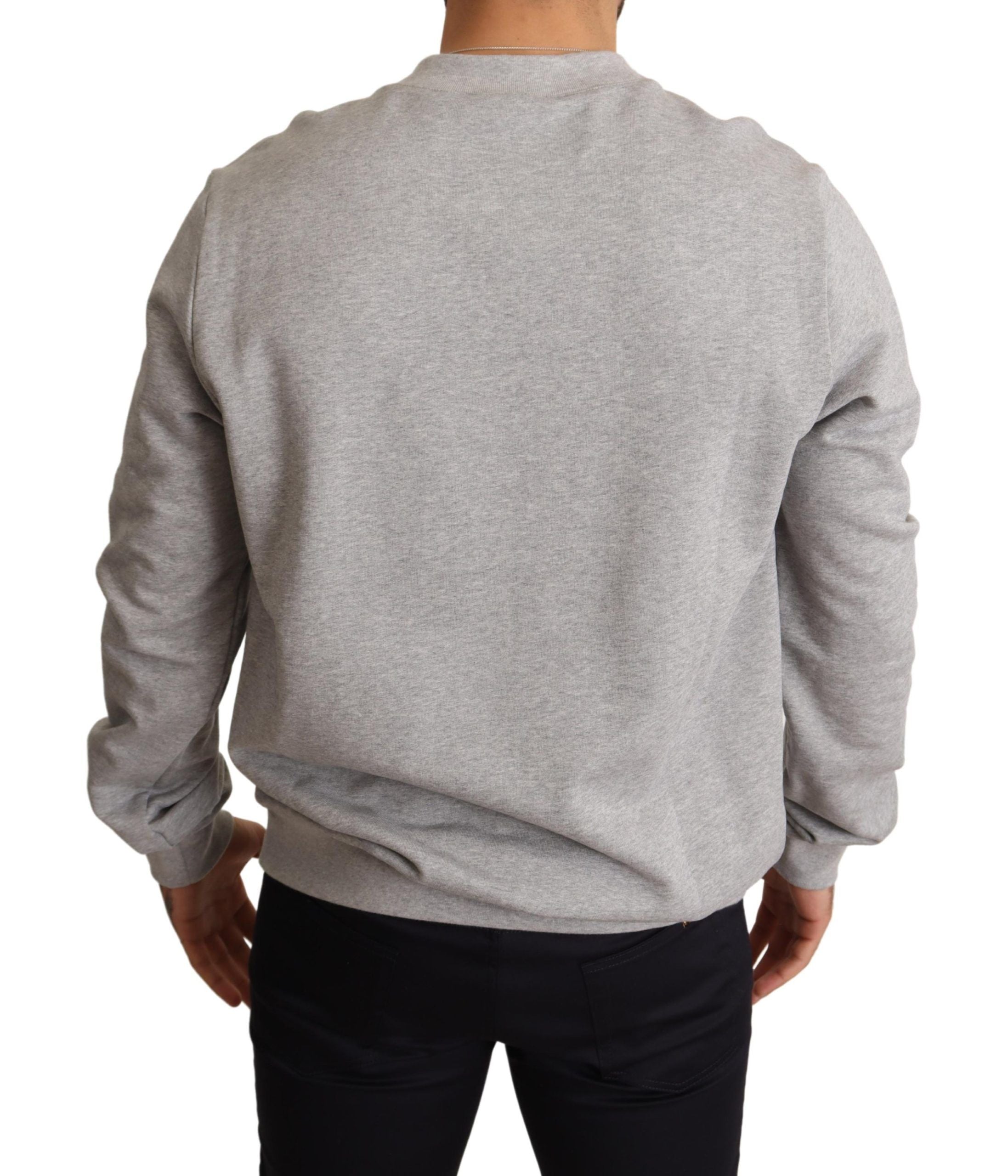 Dolce & Gabbana Gray Crown King Print Cotton Men's Sweater