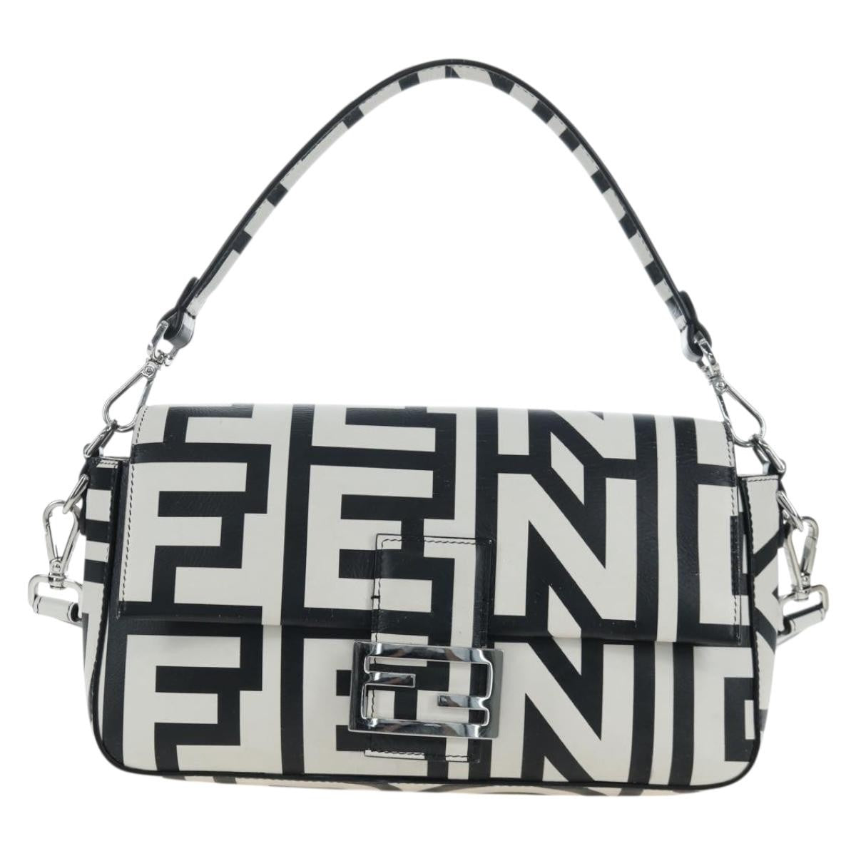Fendi X Marc Jacobs Baguette Nm Printed Leather Black Leather Handbag (Pre-Owned)