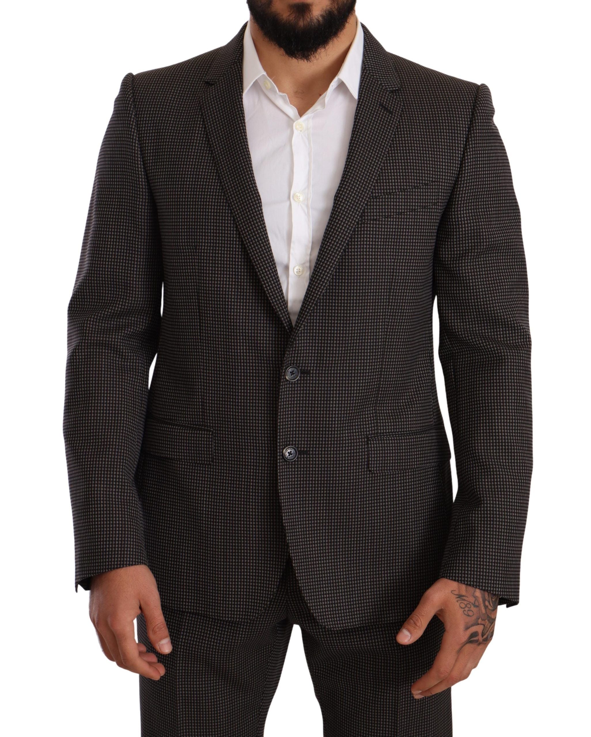 Dolce & Gabbana Elegant Gray Martini Woolen Suit Men's Set