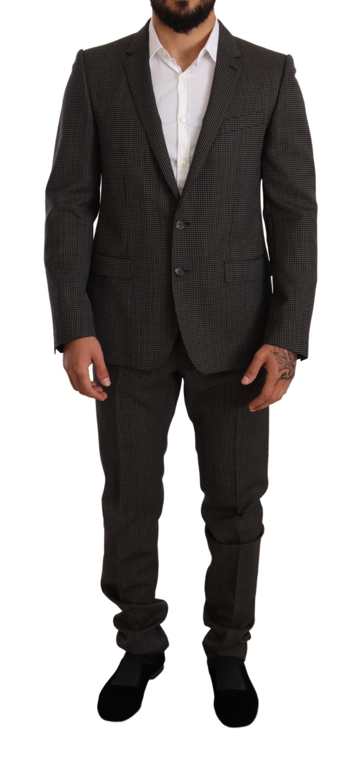 Dolce & Gabbana Elegant Gray Martini Woolen Suit Men's Set