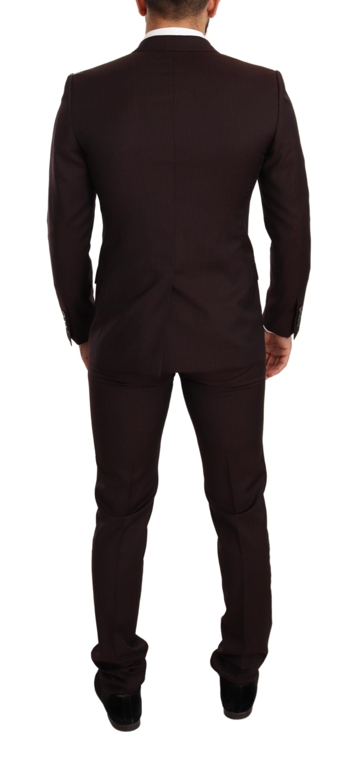 Dolce & Gabbana Elegant Bordeaux Striped Martini Men's Suit