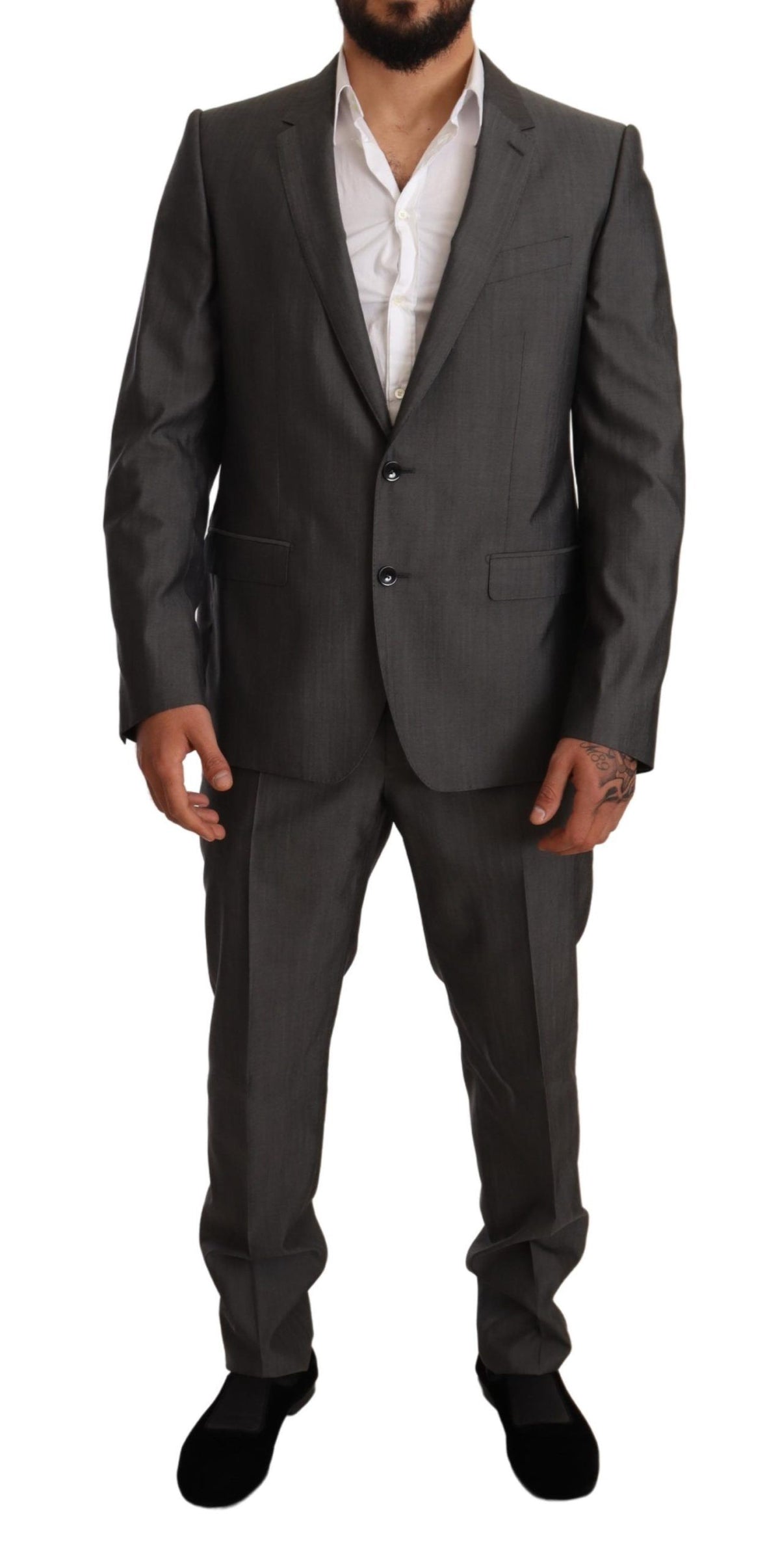 Dolce & Gabbana Gray Metallic MARTINI Slim Fit Set Men's Suit