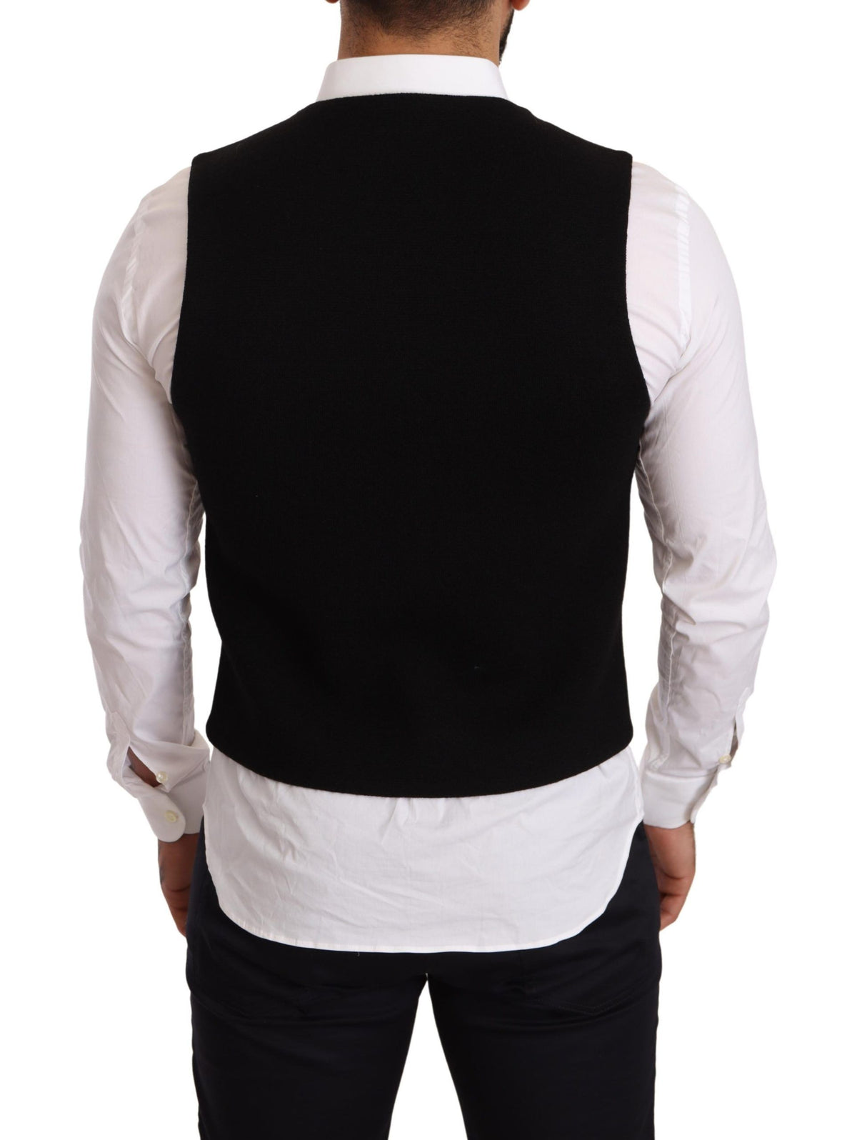 Dolce & Gabbana Black Cotton Single Breasted Men's Waistcoat
