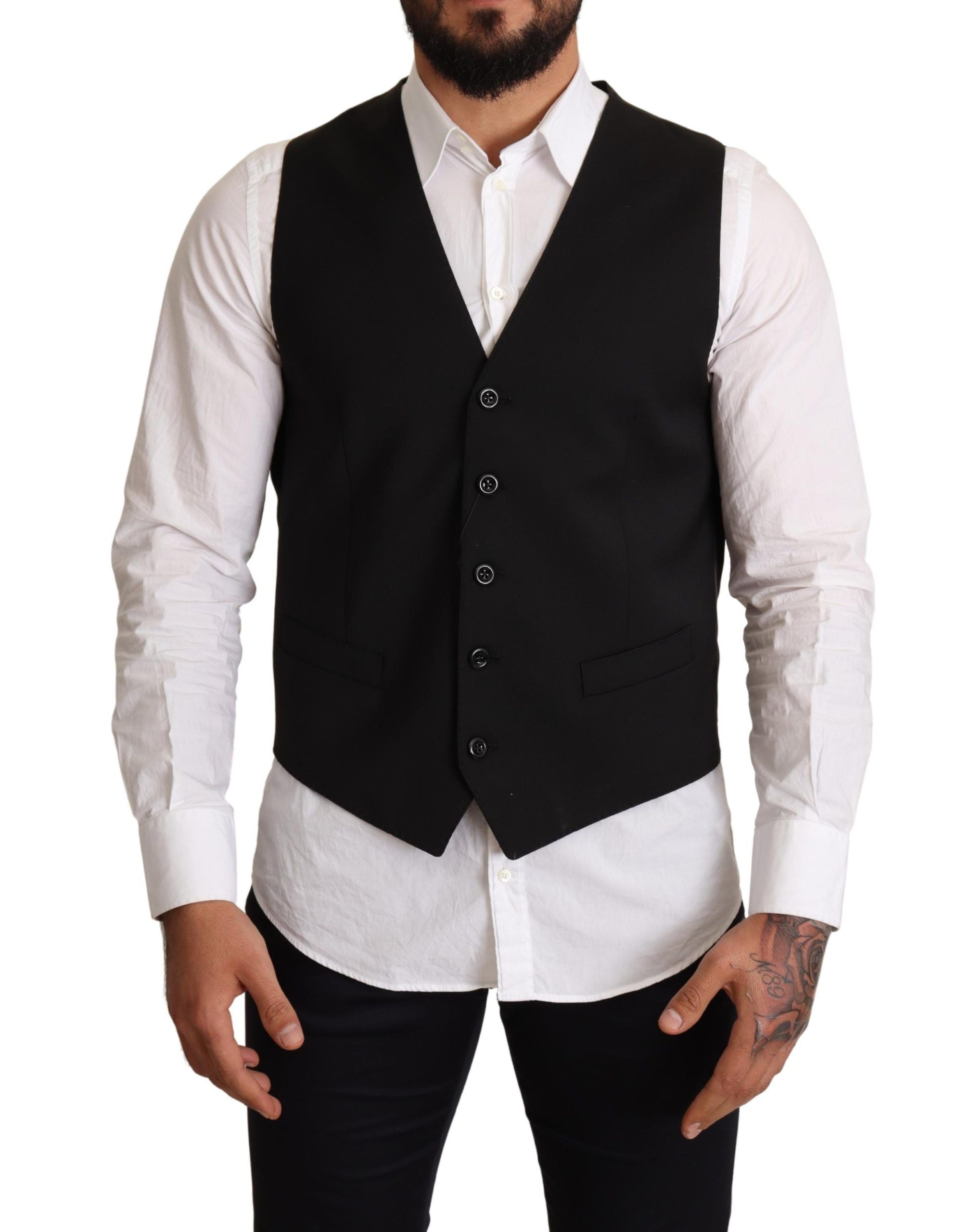 Dolce & Gabbana Elegant Black Formal Dress Men's Vest