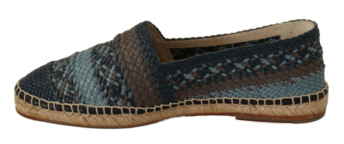 Dolce & Gabbana Blue Gray Slip On Buffalo Espadrille Men's Shoes