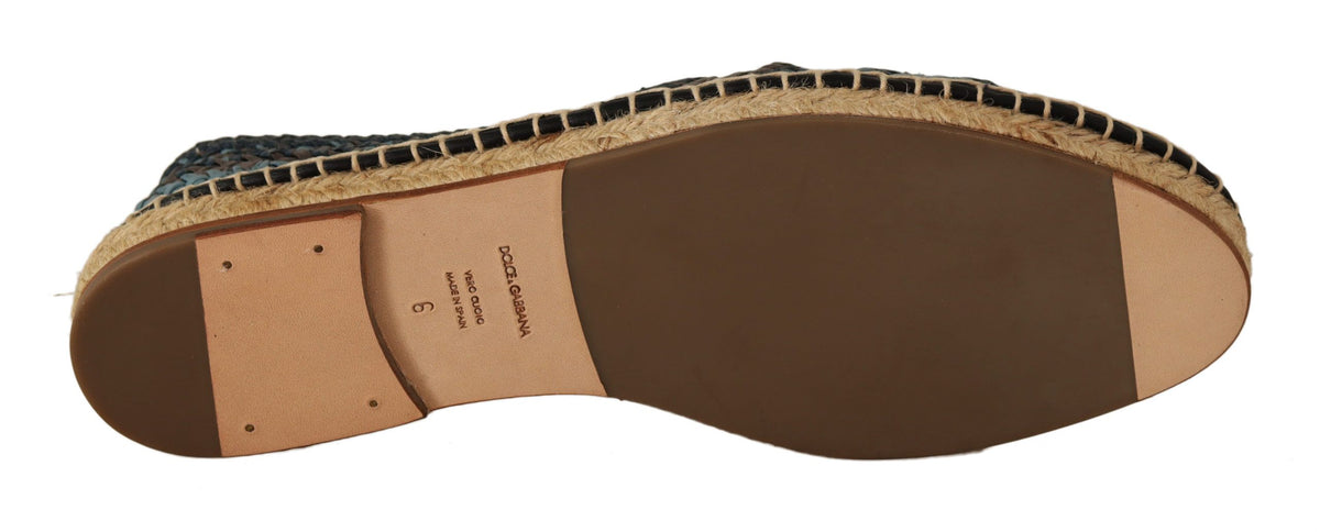 Dolce & Gabbana Blue Gray Slip On Buffalo Espadrille Men's Shoes