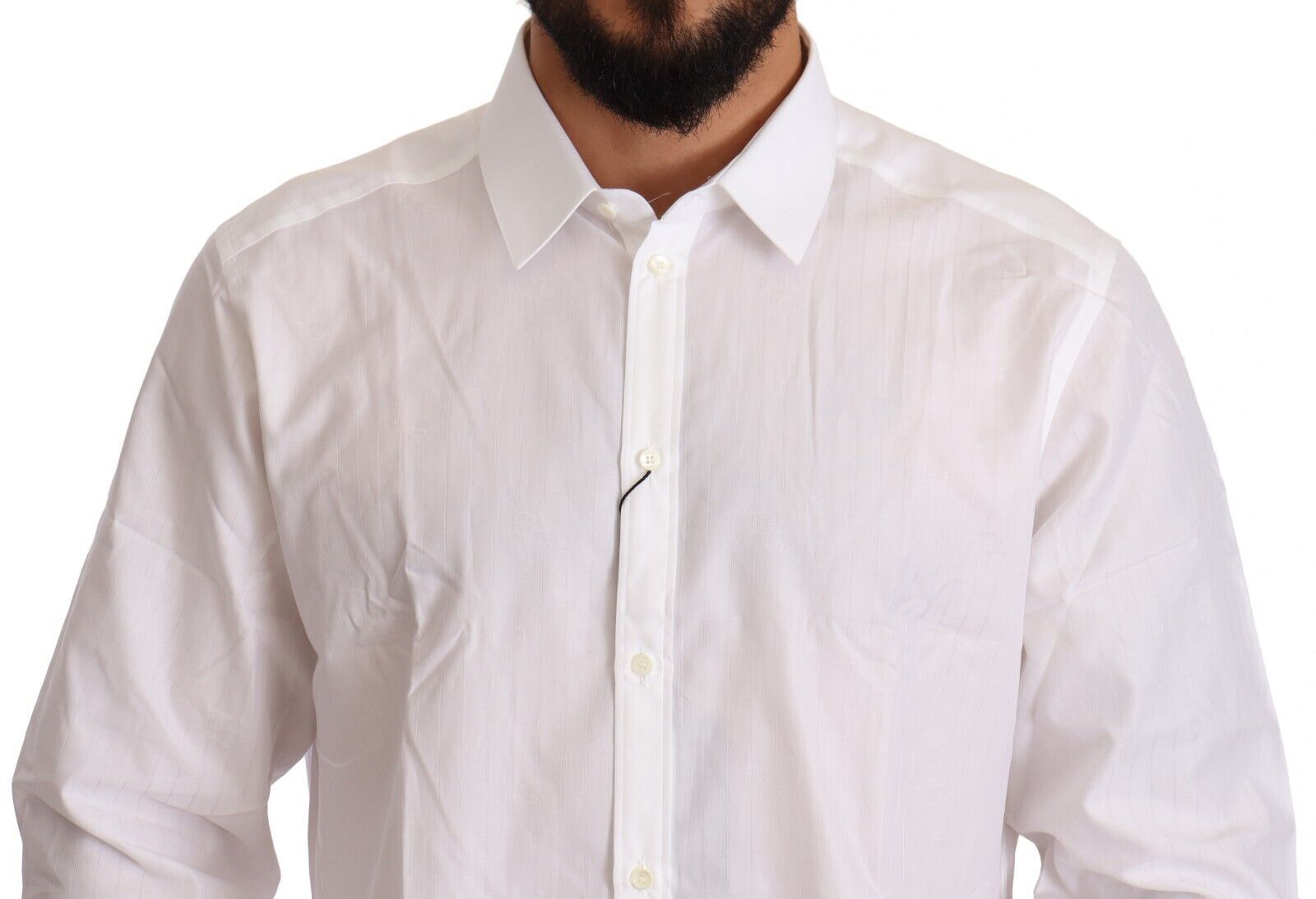 Dolce & Gabbana White Cotton Slim Fit Men MARTINI Men's Shirt