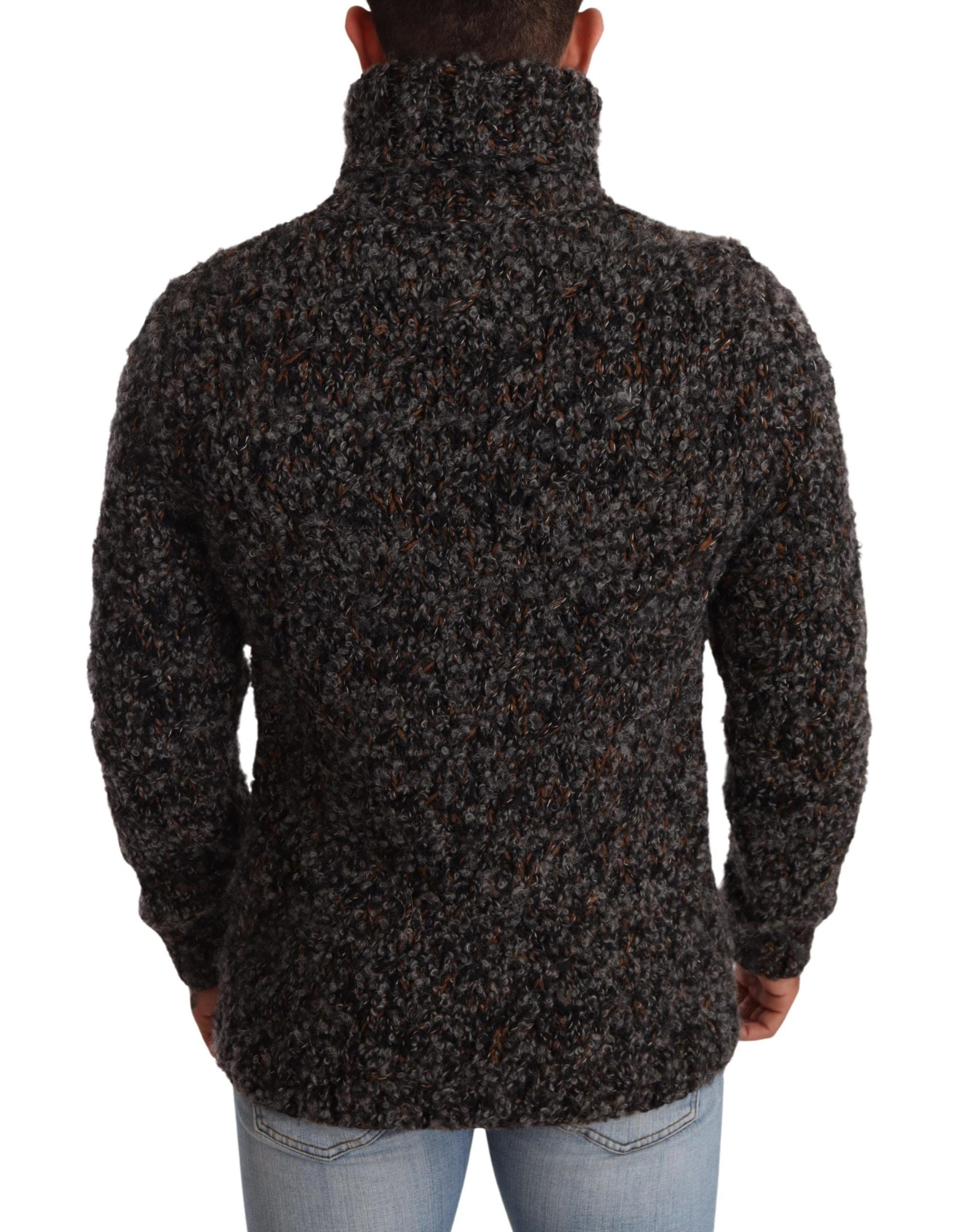 Dolce & Gabbana Gray Wool Blend Turtleneck Pullover Men's Sweater