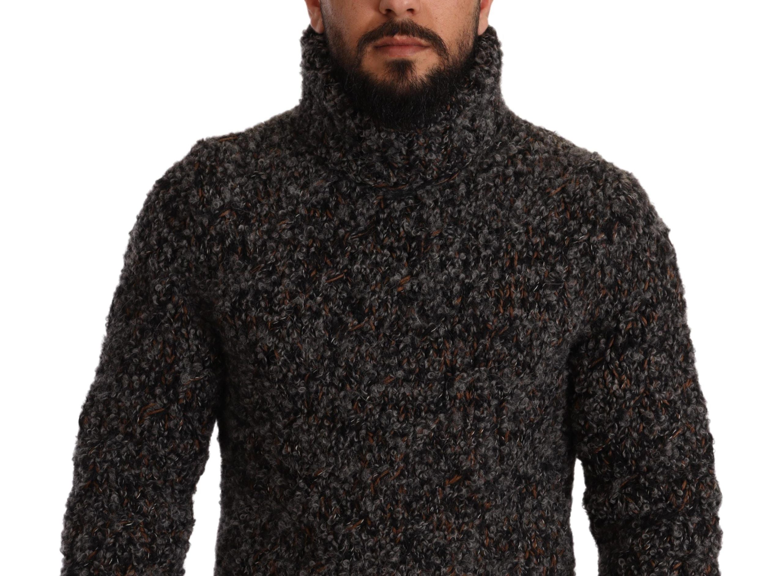 Dolce & Gabbana Gray Wool Blend Turtleneck Pullover Men's Sweater