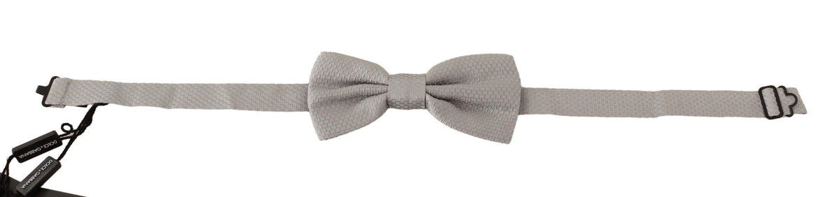 Dolce & Gabbana Silver Gray 100% Silk Adjustable Neck Papillon Bow Men's Tie