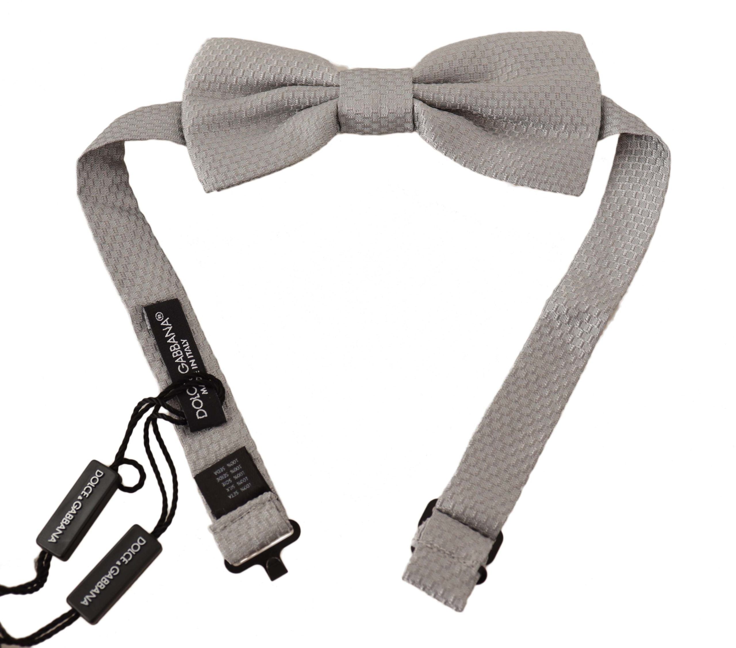 Dolce & Gabbana Elegant Silver Silk Bow Men's Tie