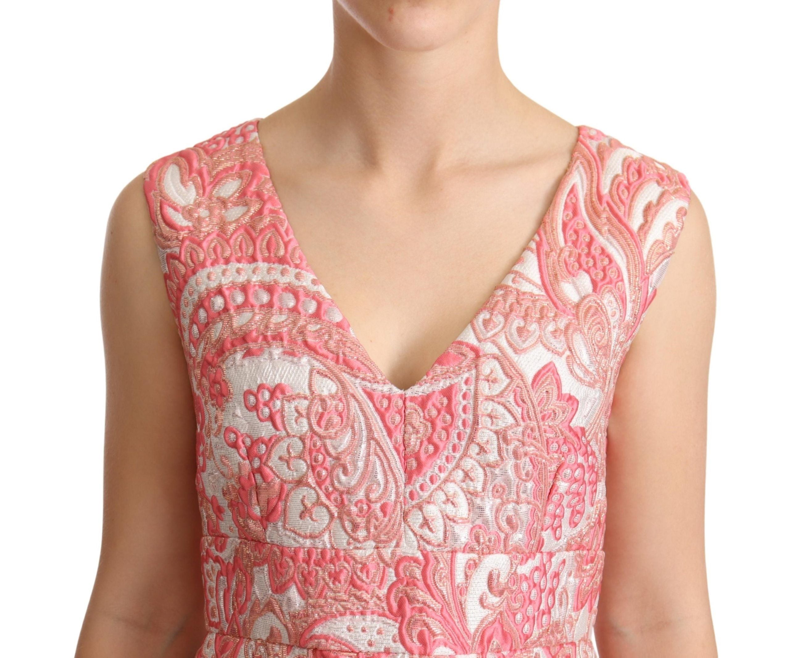Dolce & Gabbana Elegant Pink Jacquard Floral Sheath Women's Dress