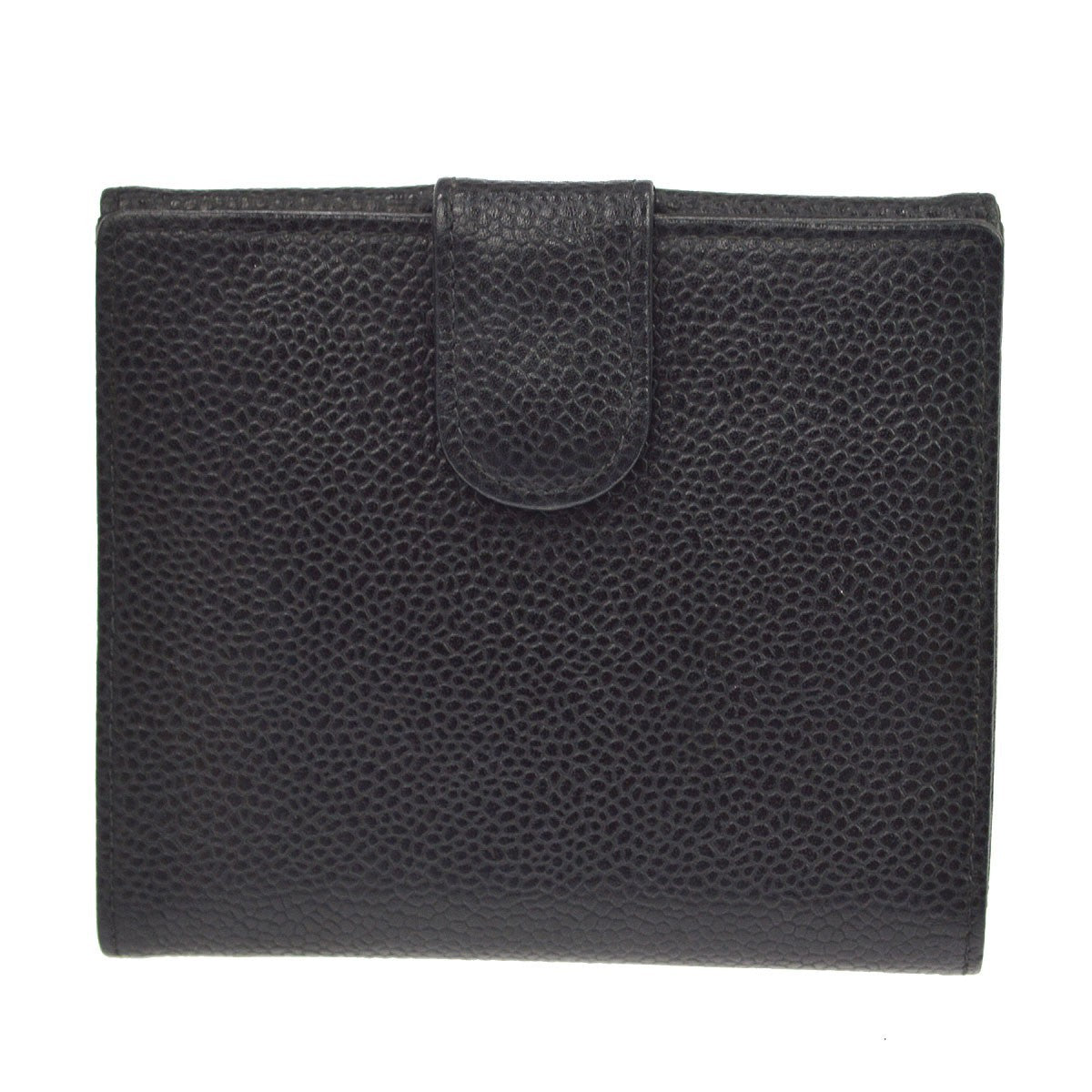 Chanel Vintage Timeless Bifold Caviar Black Leather Wallets Accessory (Pre-Owned)