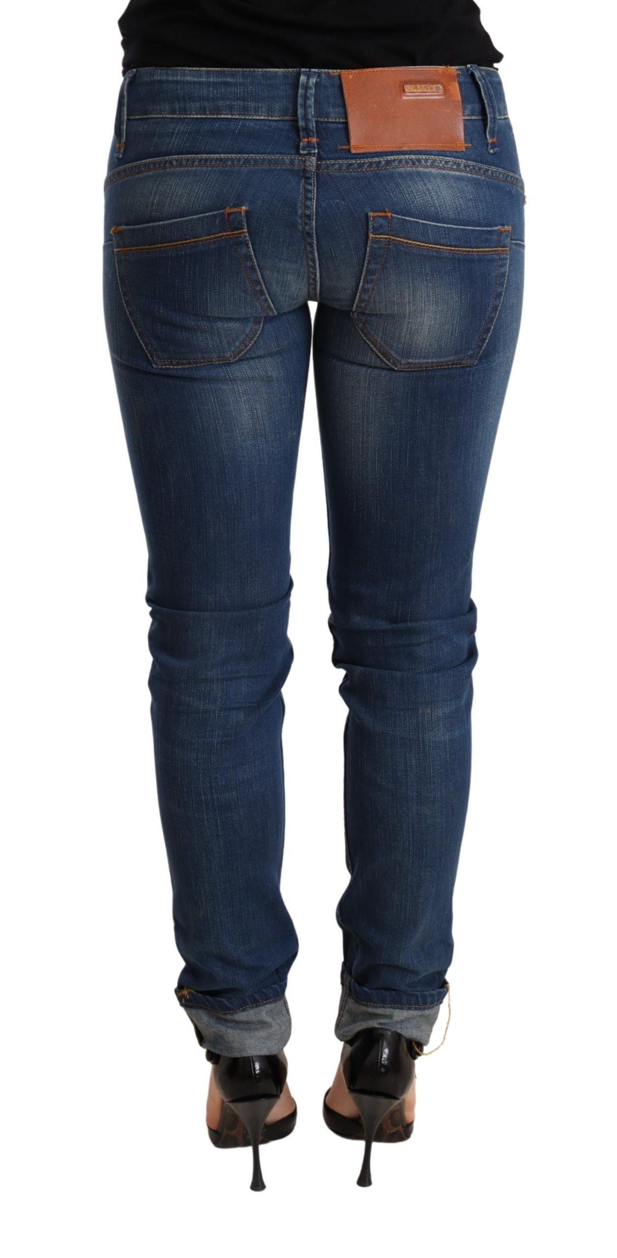 Acht Blue Washed Low Waist Skinny Denim Jeans Women's Pant