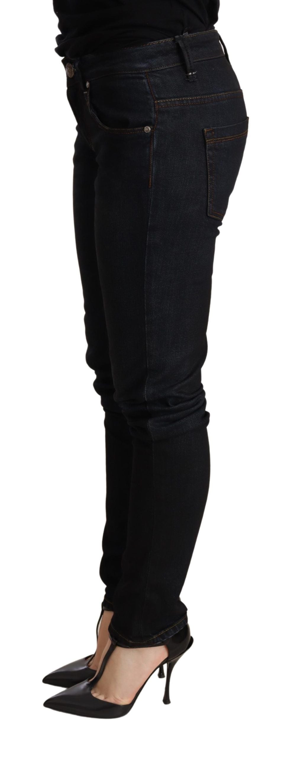 Acht Chic Blue Washed Skinny Low Waist Women's Jeans