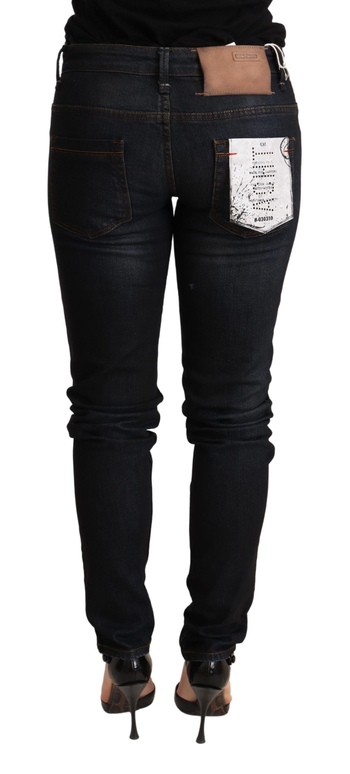 Acht Chic Blue Washed Skinny Low Waist Women's Jeans