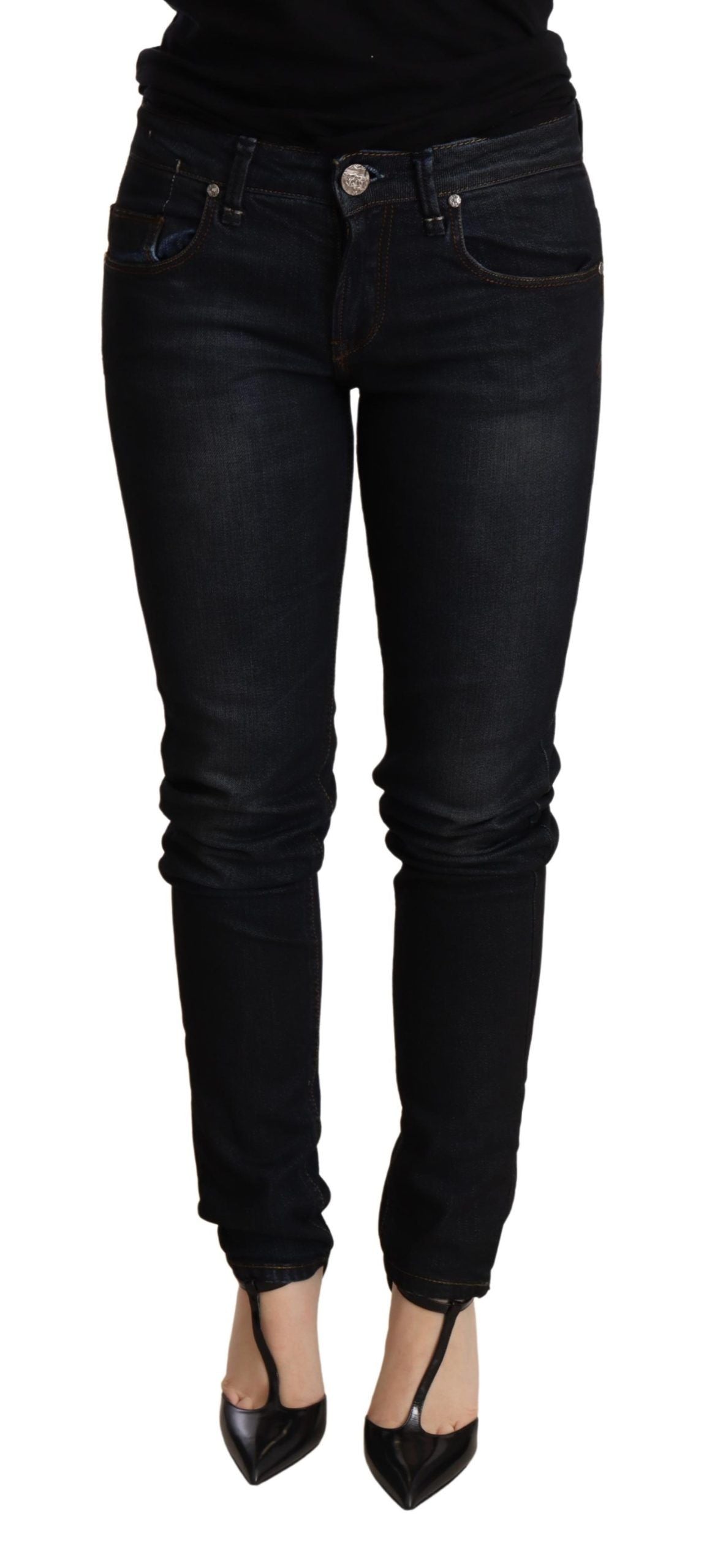 Acht Chic Blue Washed Skinny Low Waist Women's Jeans