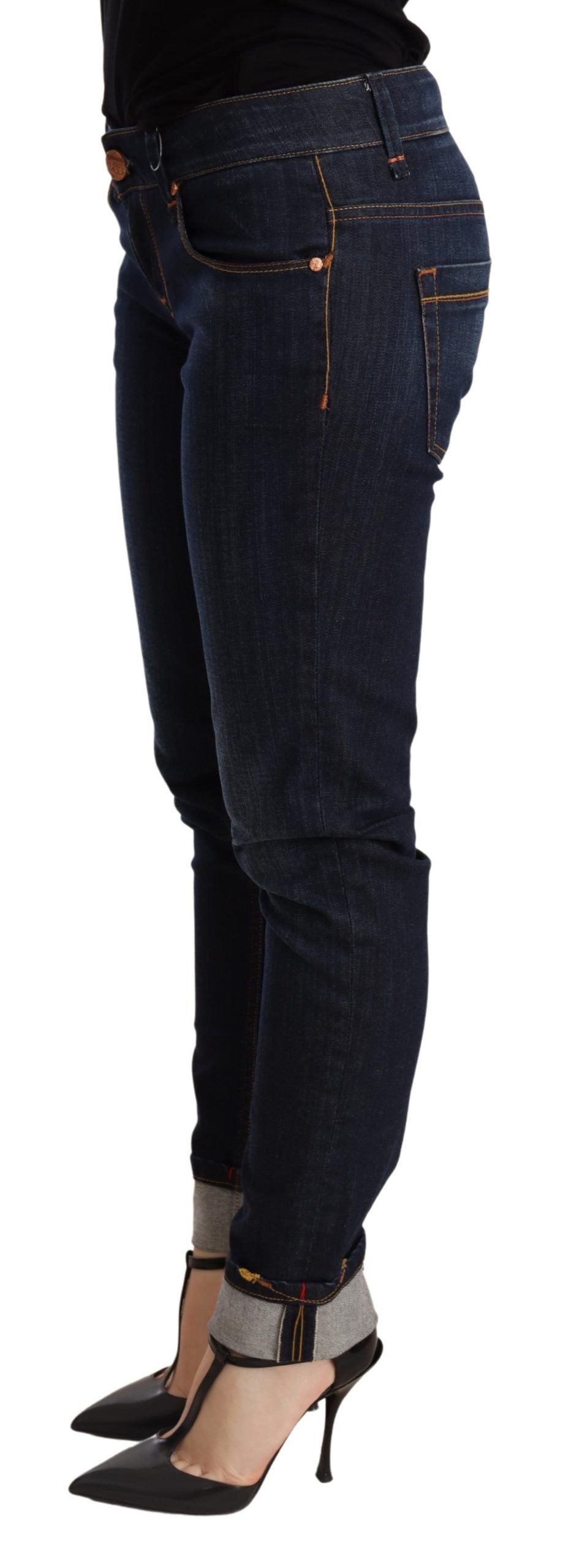 Acht Blue Washed Low Waist Skinny Denim Women's Trouser
