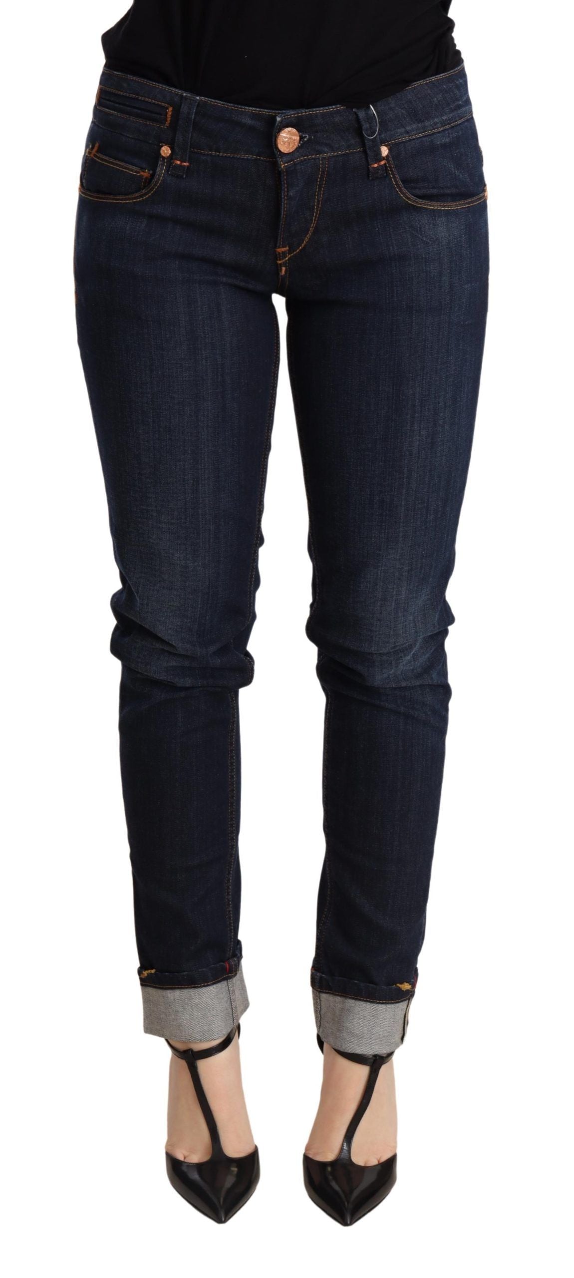 Acht Blue Washed Low Waist Skinny Denim Women's Trouser