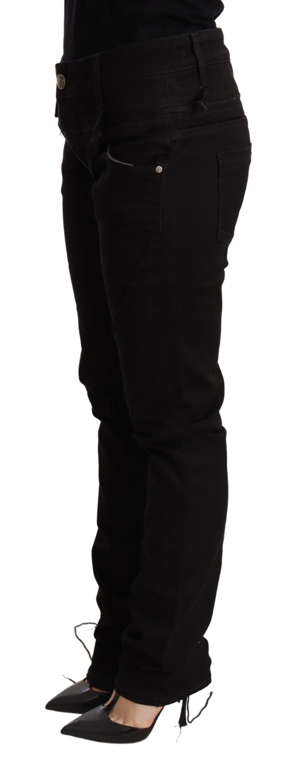 Acht Black Low Waist Skinny Denim Jeans Women's Trouser