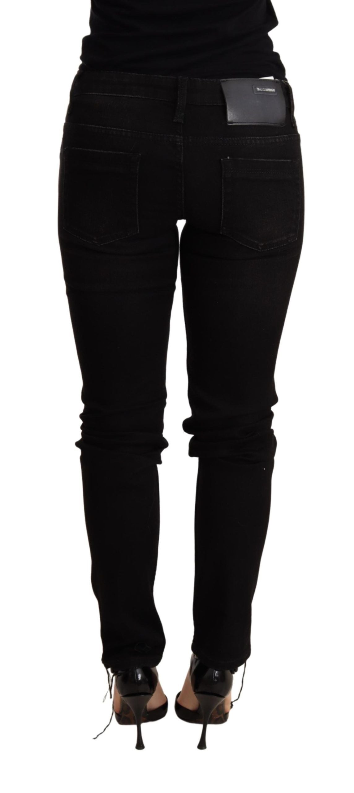 Acht Black Low Waist Skinny Denim Women's Trouser