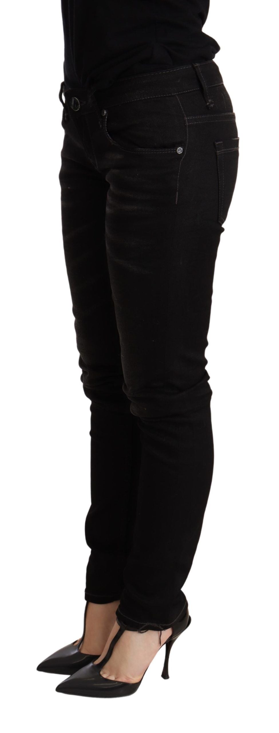 Acht Chic Black Low Waist Skinny Women's Denim