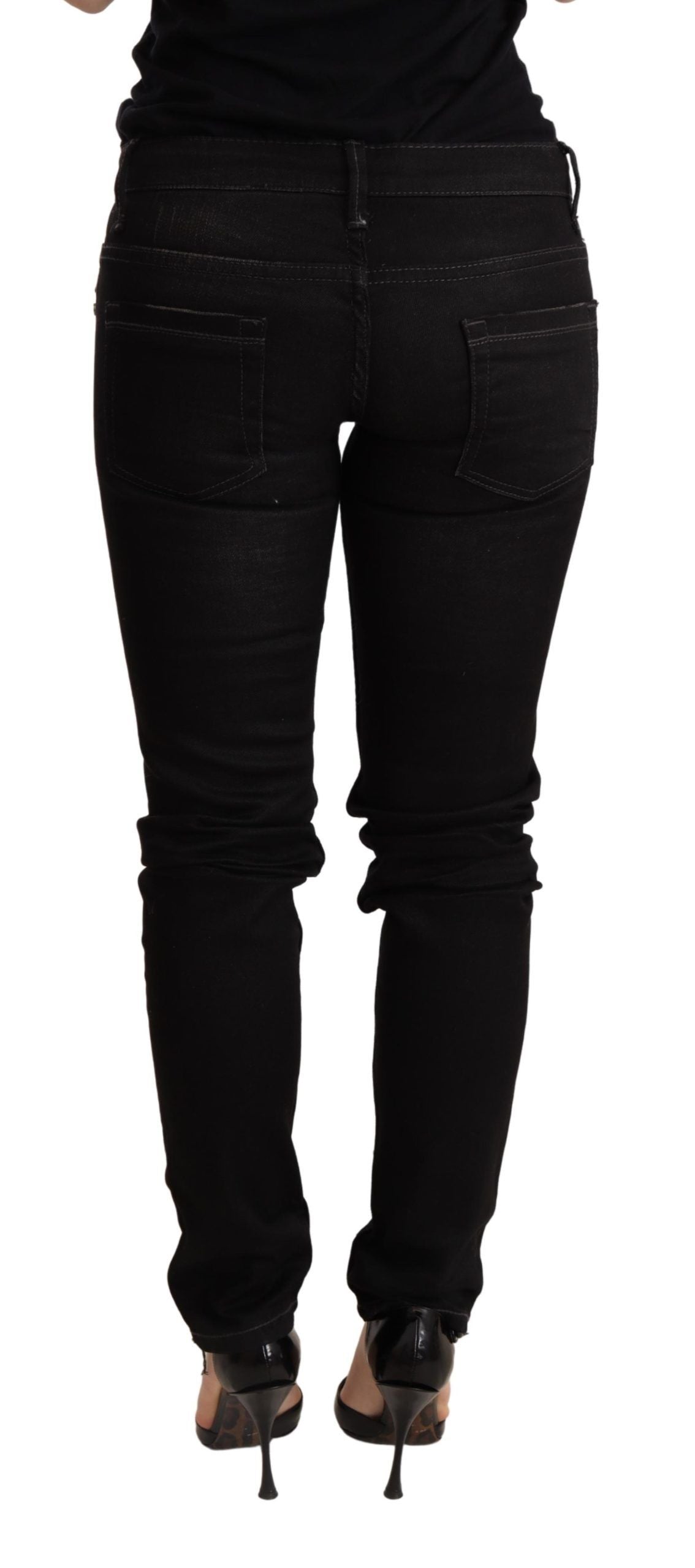 Acht Chic Black Low Waist Skinny Women's Denim
