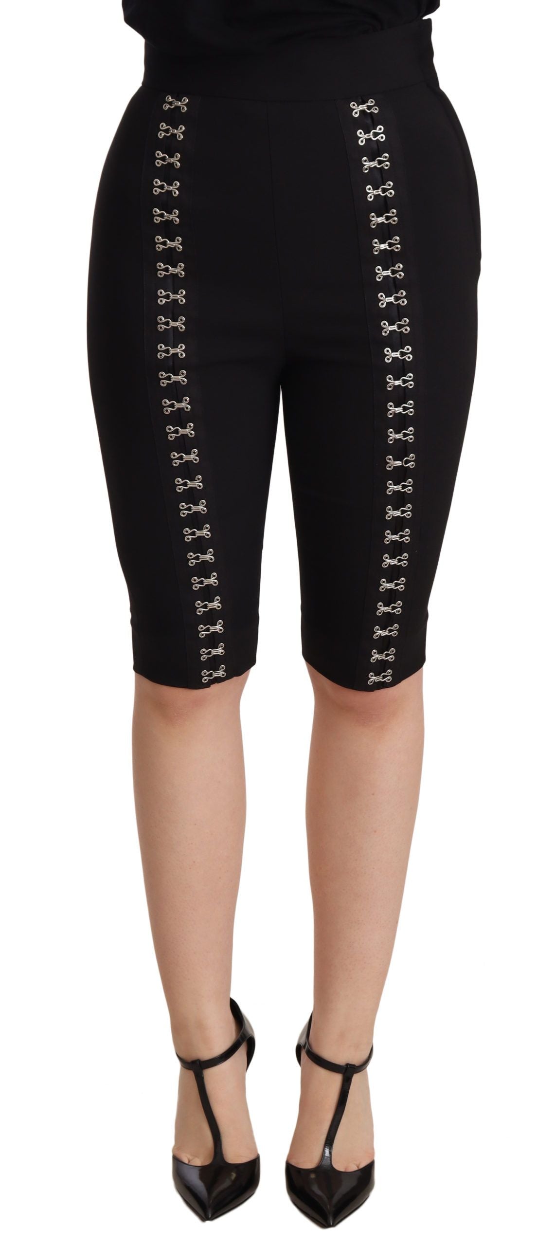 Dolce & Gabbana Elegant High Waist Black Wool Women's Shorts