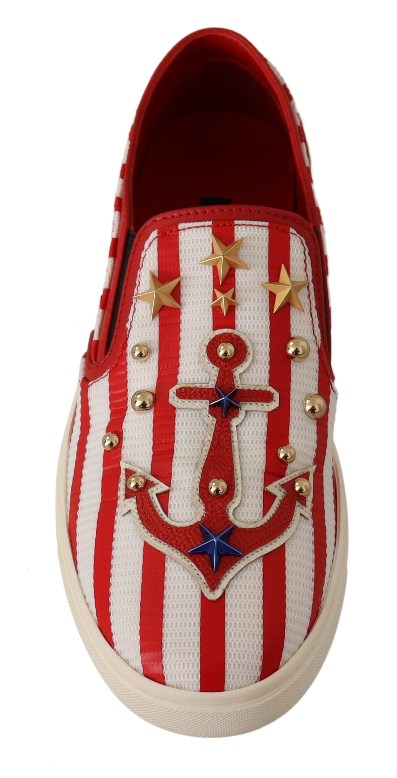 Dolce & Gabbana Stripe Print Studded Women's Loafers