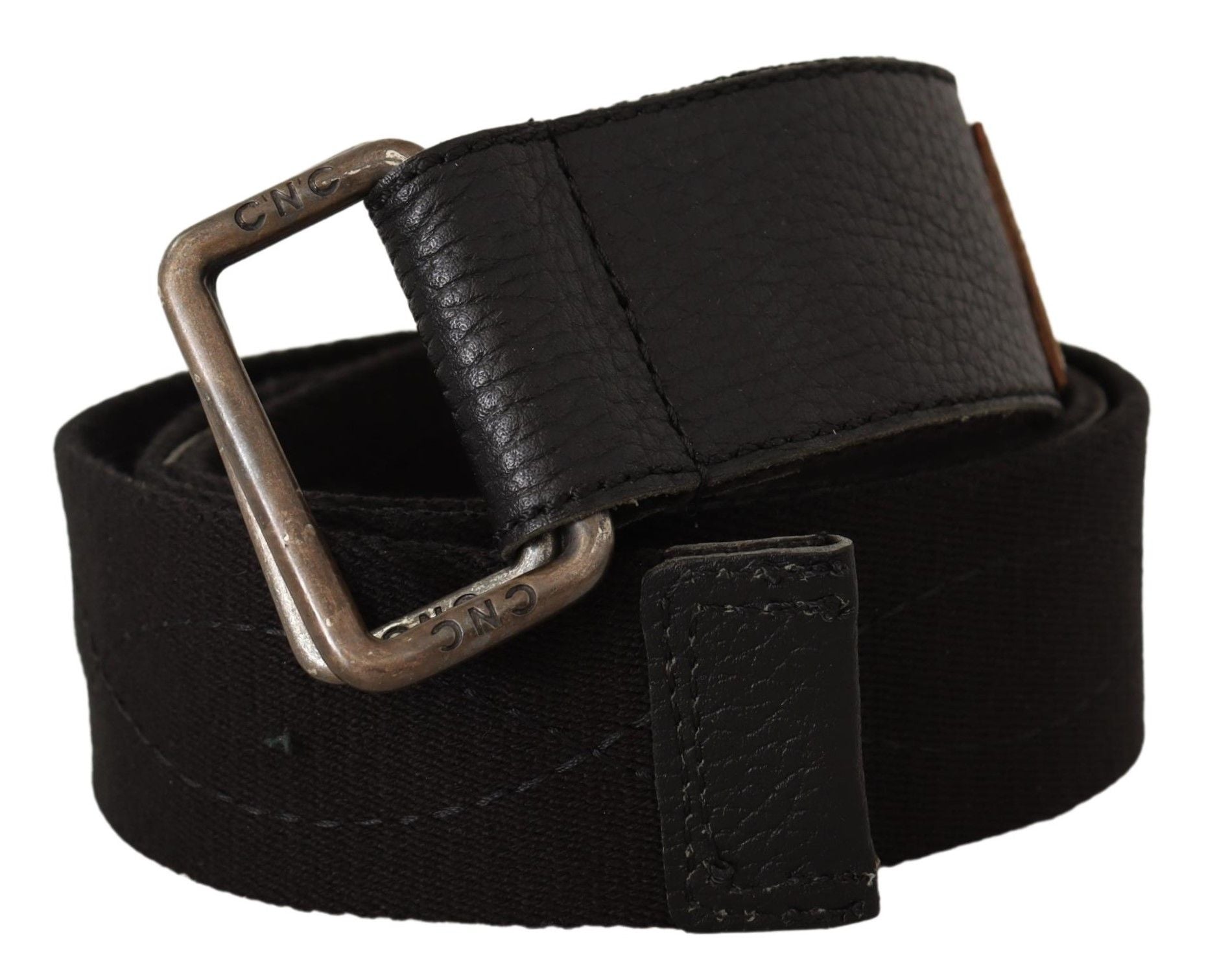Costume National Black Cotton Ducati Metal Buckle Women's Belt