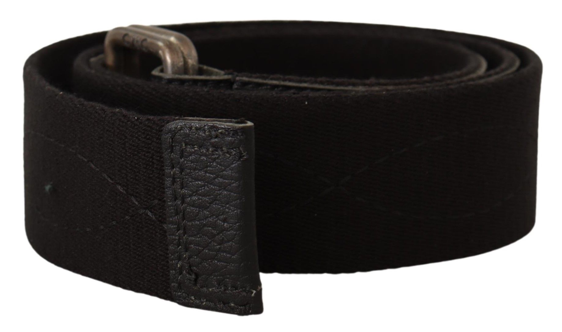 Costume National Black Cotton Ducati Metal Buckle Women's Belt