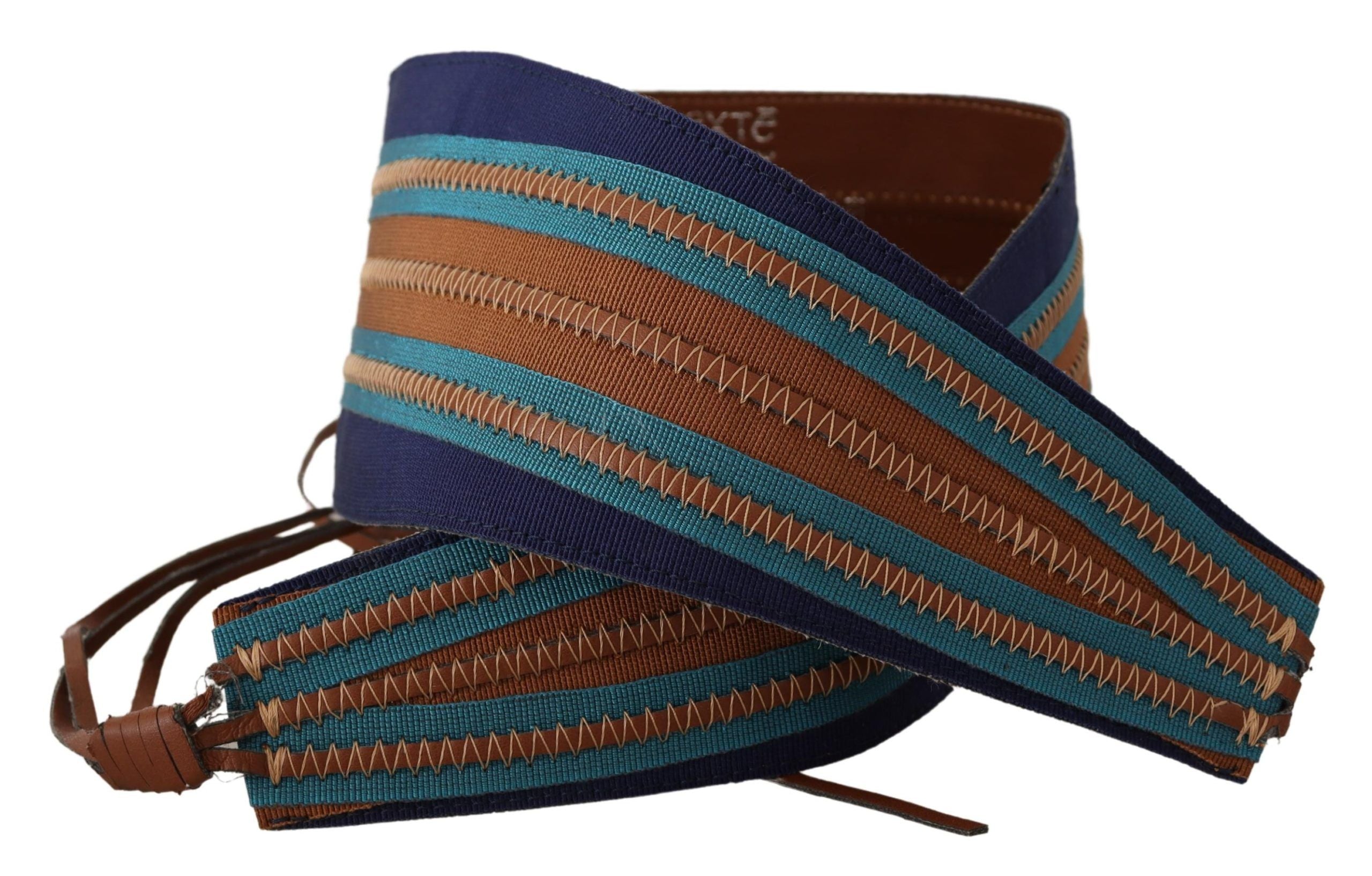 Exte Brown Leather Wide Waistband Tie Fastening Women's Belt