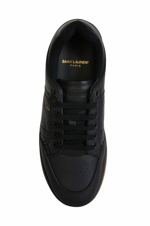 Saint Laurent Elegant Black Low-Top Leather Men's Sneakers