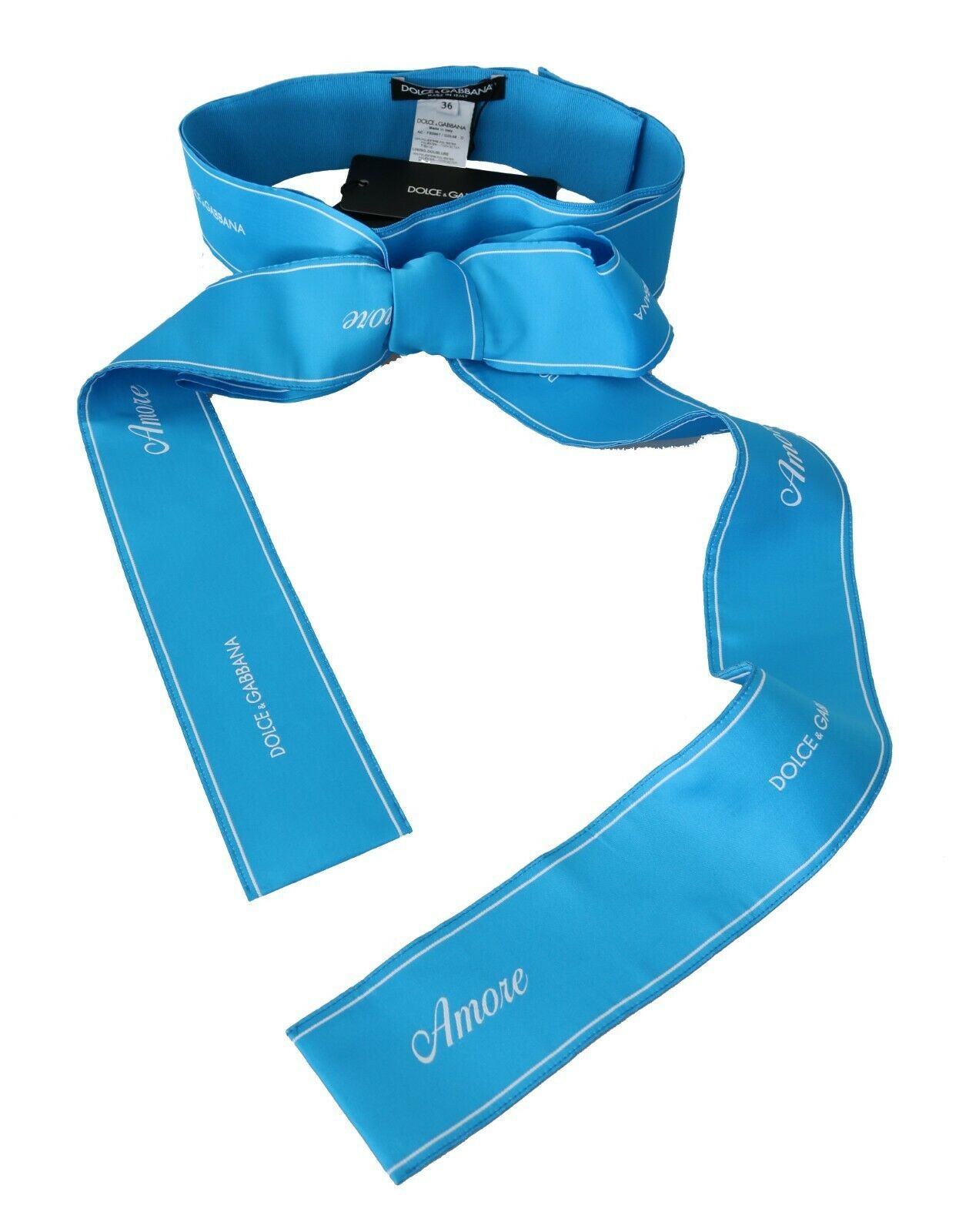 Dolce & Gabbana Blue Waist Ribbon Wide Bow Women's Belt