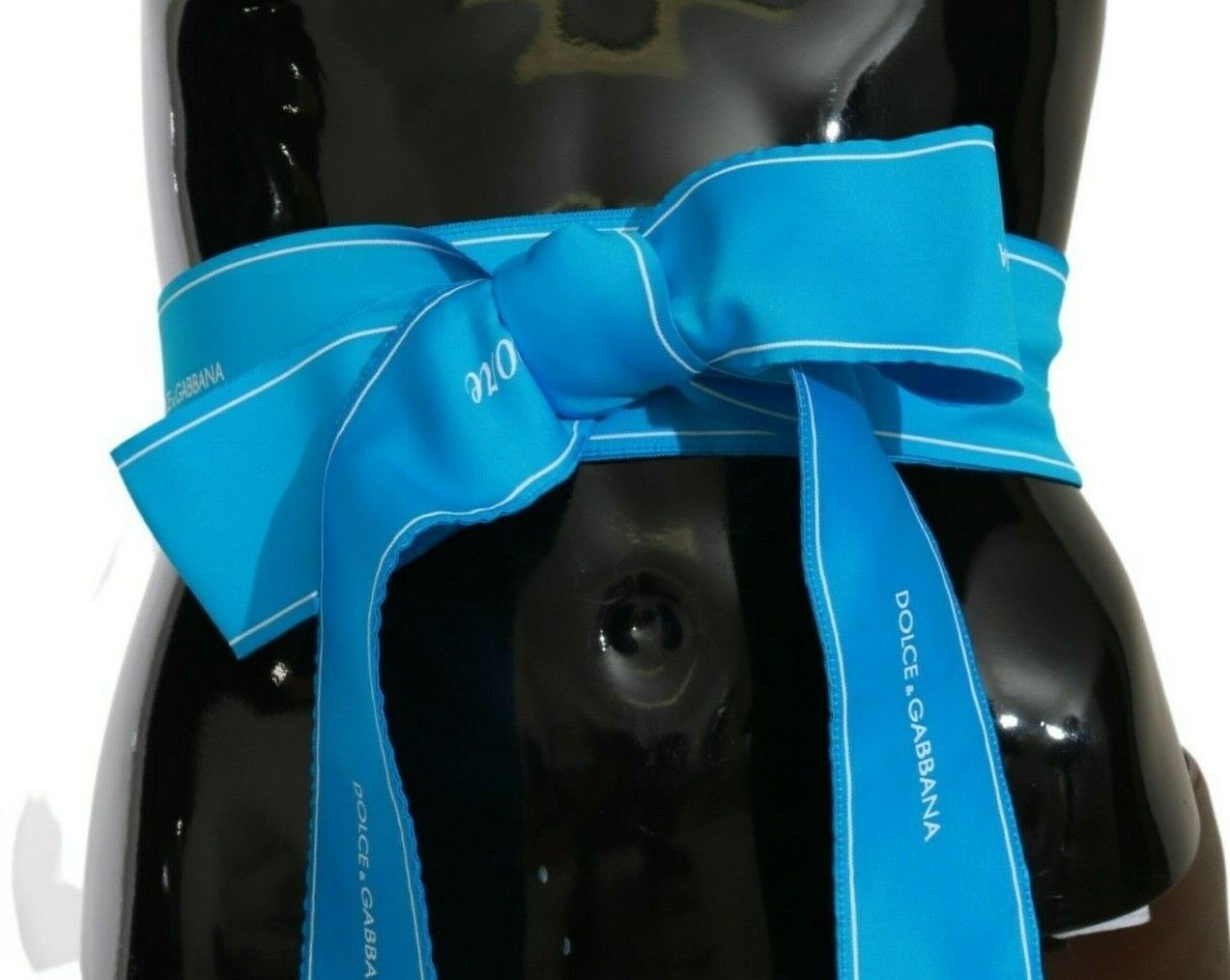 Dolce & Gabbana Blue Waist Ribbon Wide Bow Women's Belt