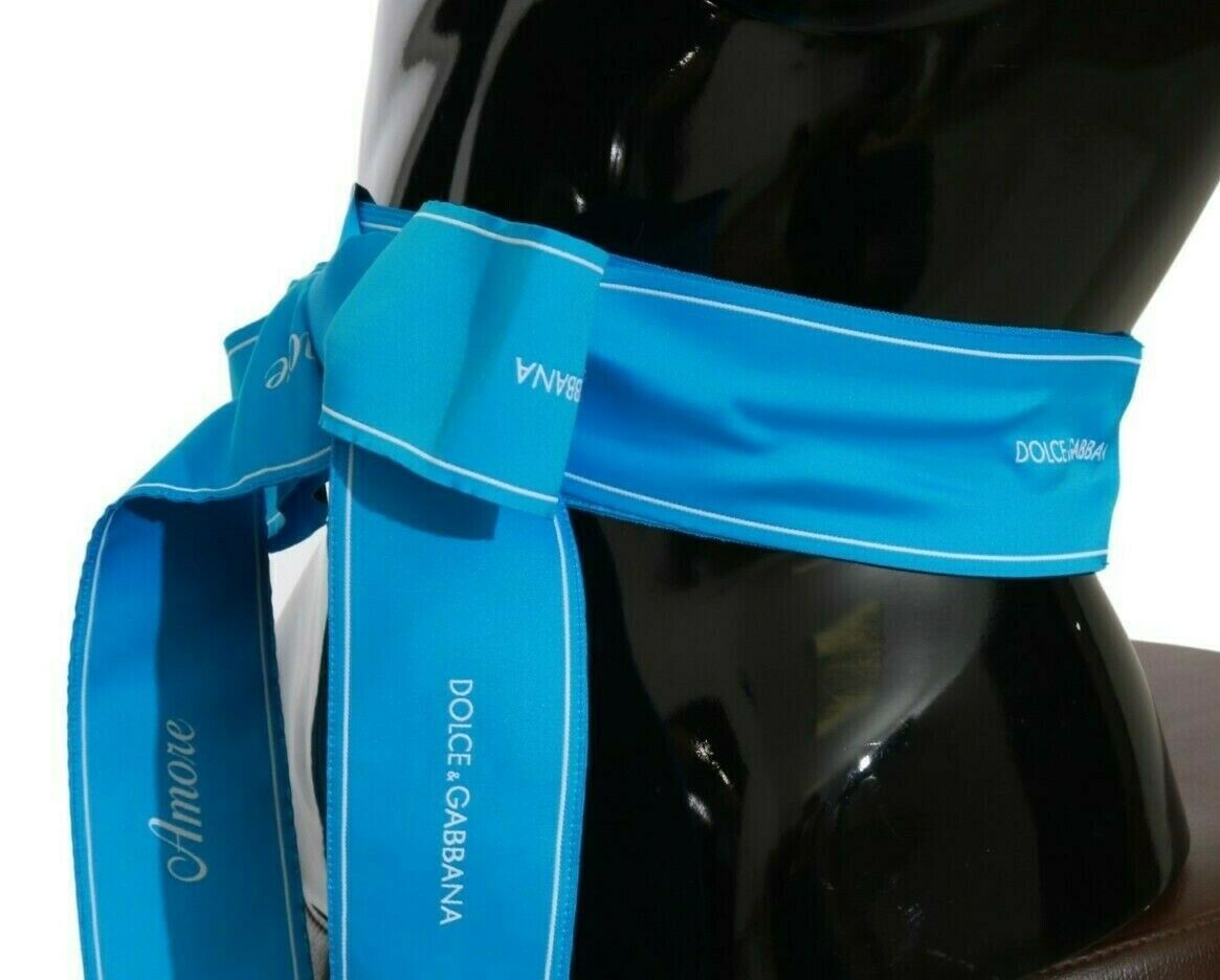 Dolce & Gabbana Blue Waist Ribbon Wide Bow Women's Belt