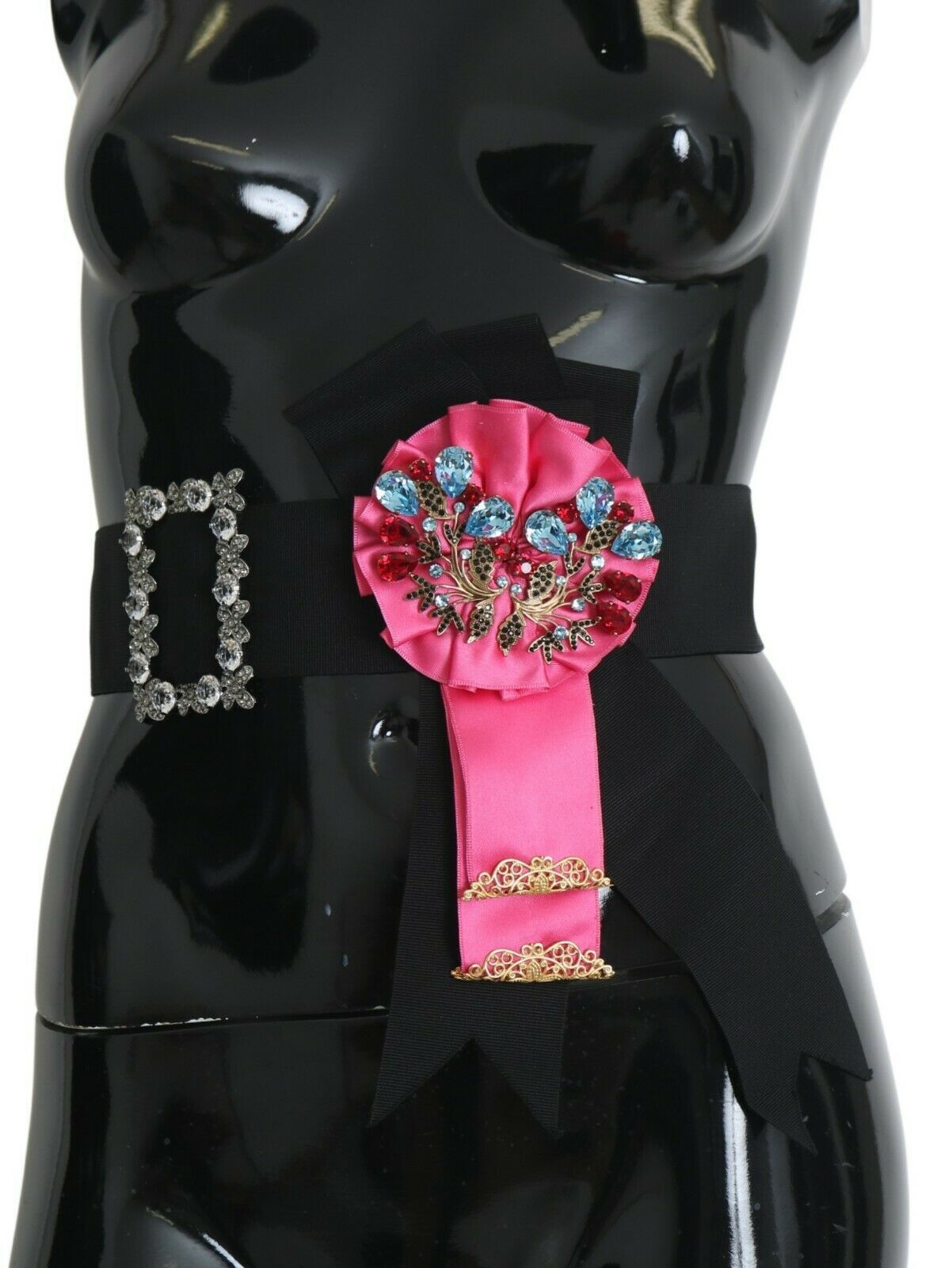 Dolce & Gabbana Elegant Floral Crystal Ribbon Waist Women's Belt