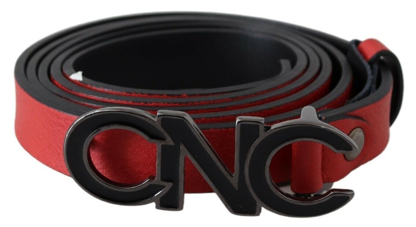 Costume National Red Reversible Leather Logo Women's Belt